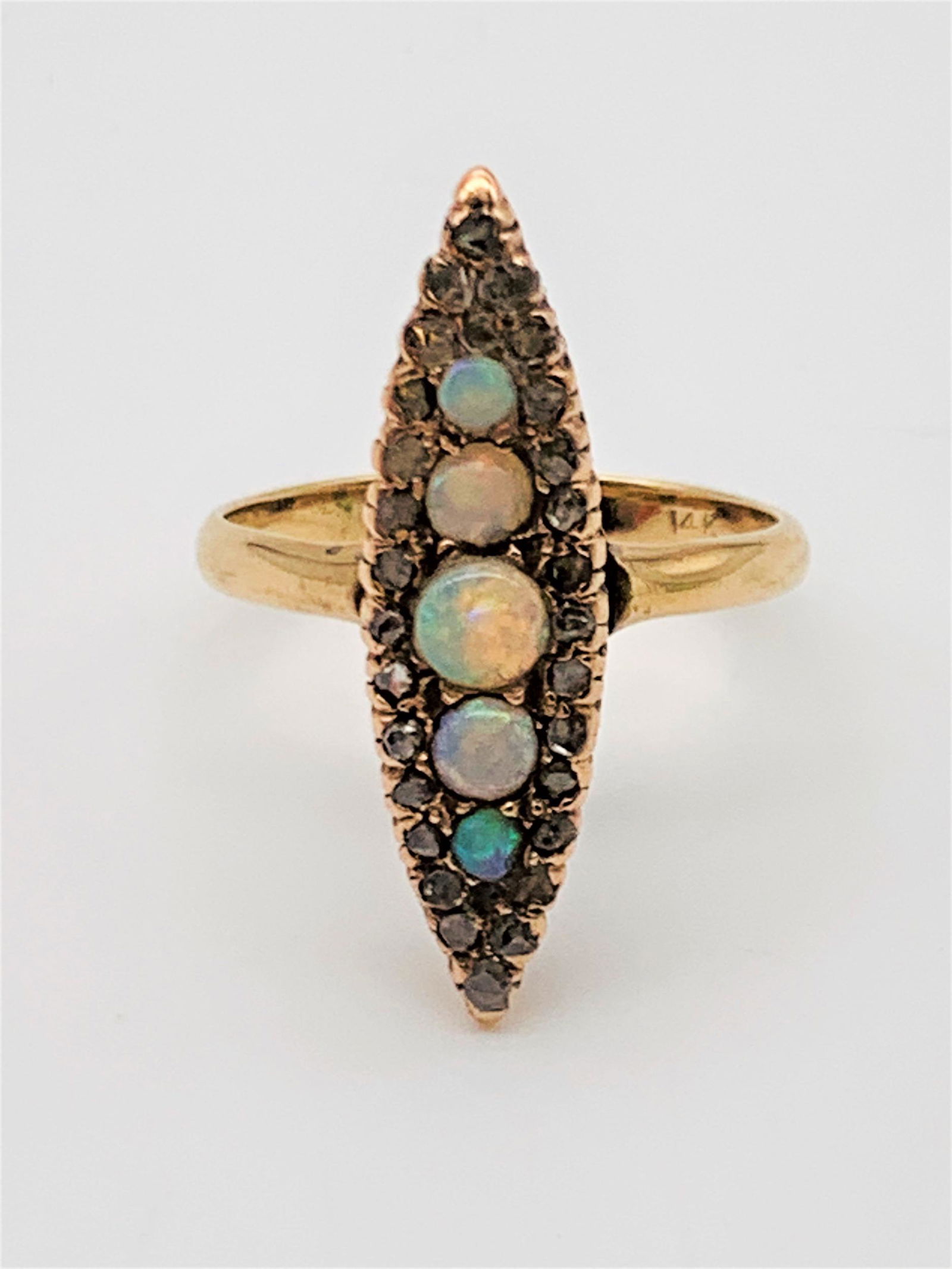 Vintage 14K, Opal and Diamond Ring (1 of 3)