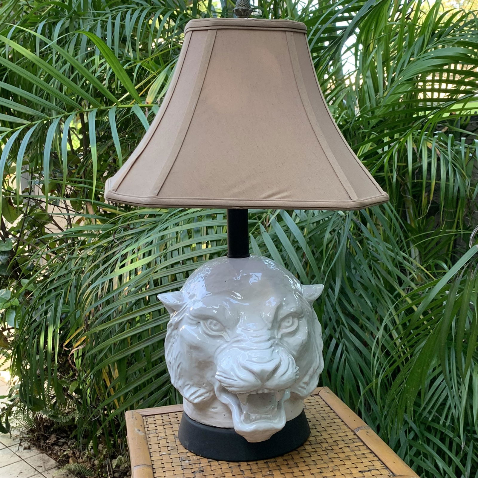 Vintage Italian Glazed Ceramic Tiger Form Lamp with (1 of 5)