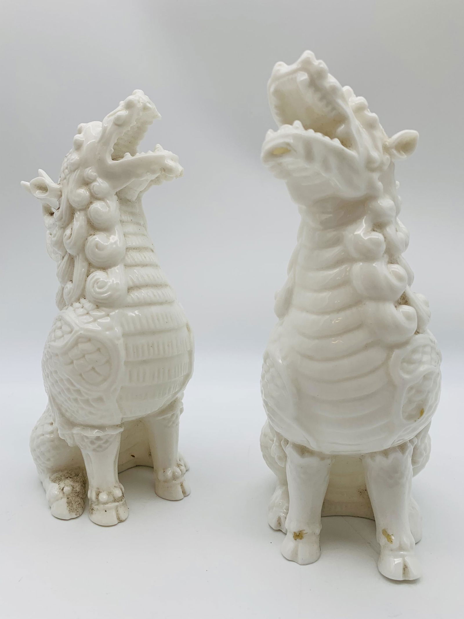 Pair Blanc De Chine Foo Lion Figures. Unsigned. Both (1 of 5)