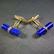 Pair Lapis Lazuli and 14K Yellow Gold Cufflinks. The