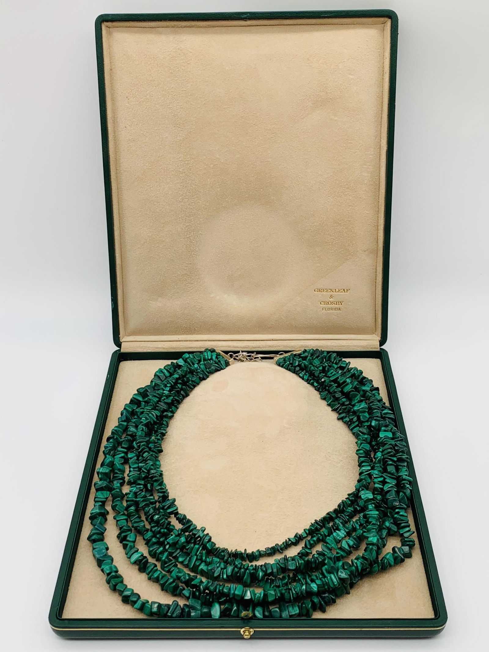 Vintage Multi-Strand Malachite Necklace. Sterling chain (1 of 7)