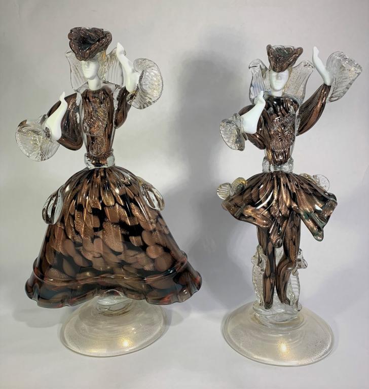 Pair Vintage Murano Glass Costume Figures. Unsigned. (1 of 3)
