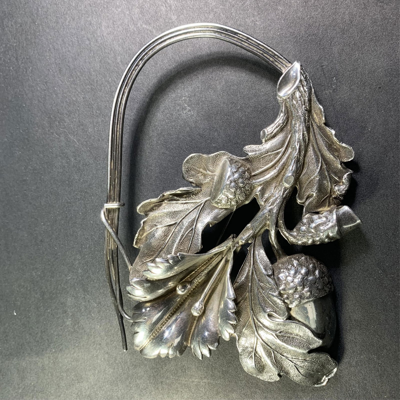 Large Modernist Sterling Silver Oak Leaves and Acorns (1 of 4)