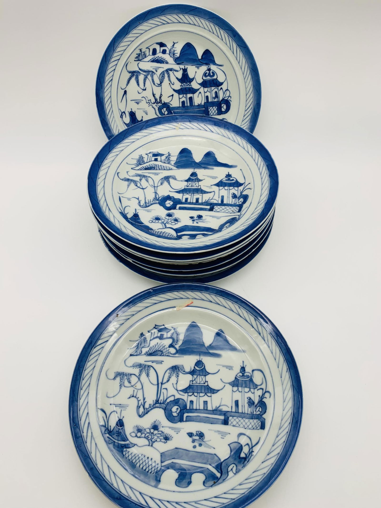 Collection of Nine (9) Chinese Canton Blue & White (1 of 5)