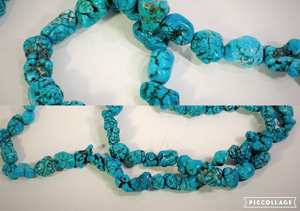 Two Turquoise Nugget Necklaces. Unmarked. Good (1 of 2)