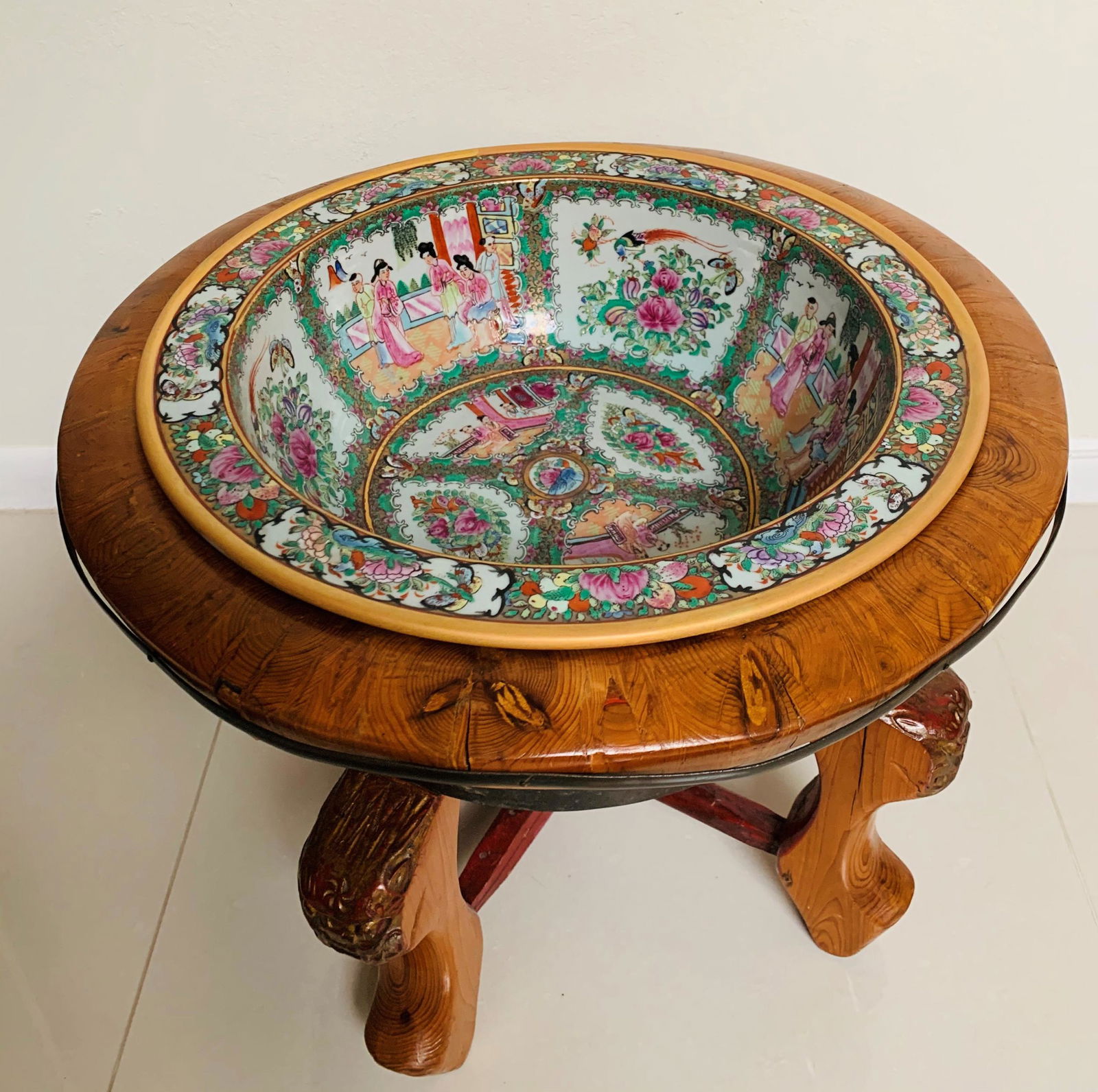 Chinese Famille Rose Basin In Wood Stand (1 of 8)
