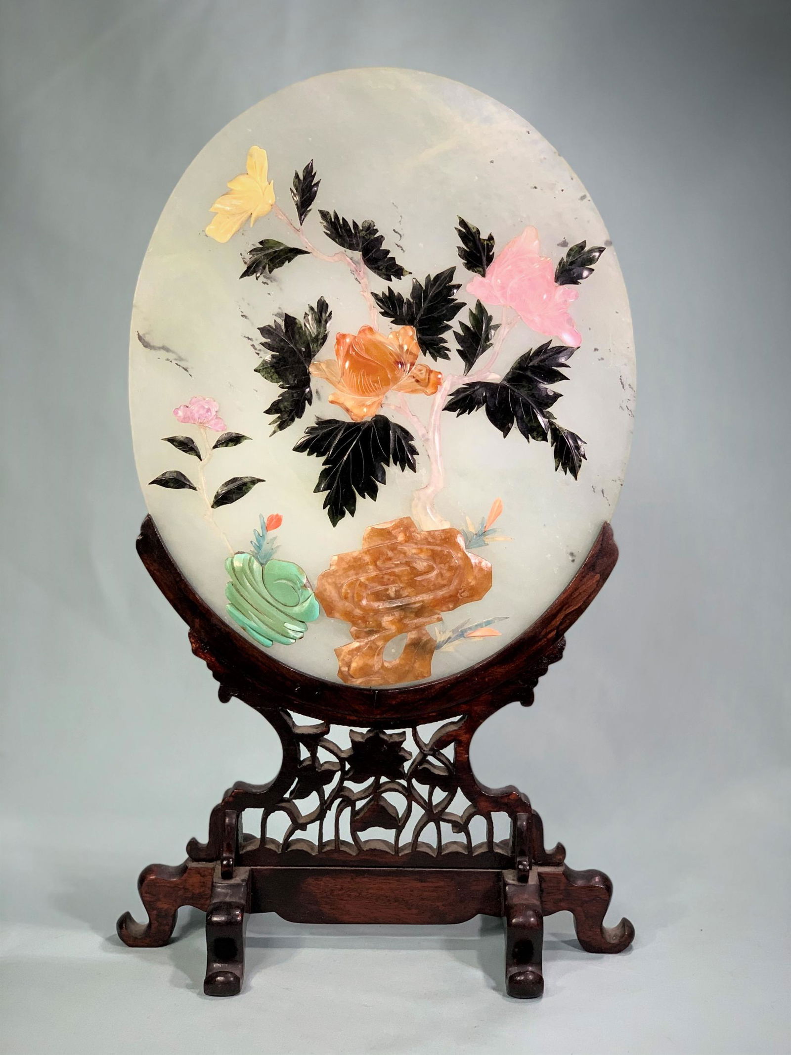 Chinese Jade and Hardstone Screen (1 of 4)