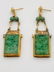 Vintage Carved Jadeite 14K Gold Earrings