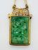 Vintage Carved Jadeite 14K Gold Earrings - 2
