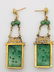 Vintage Carved Jadeite 14K Gold Earrings - 4