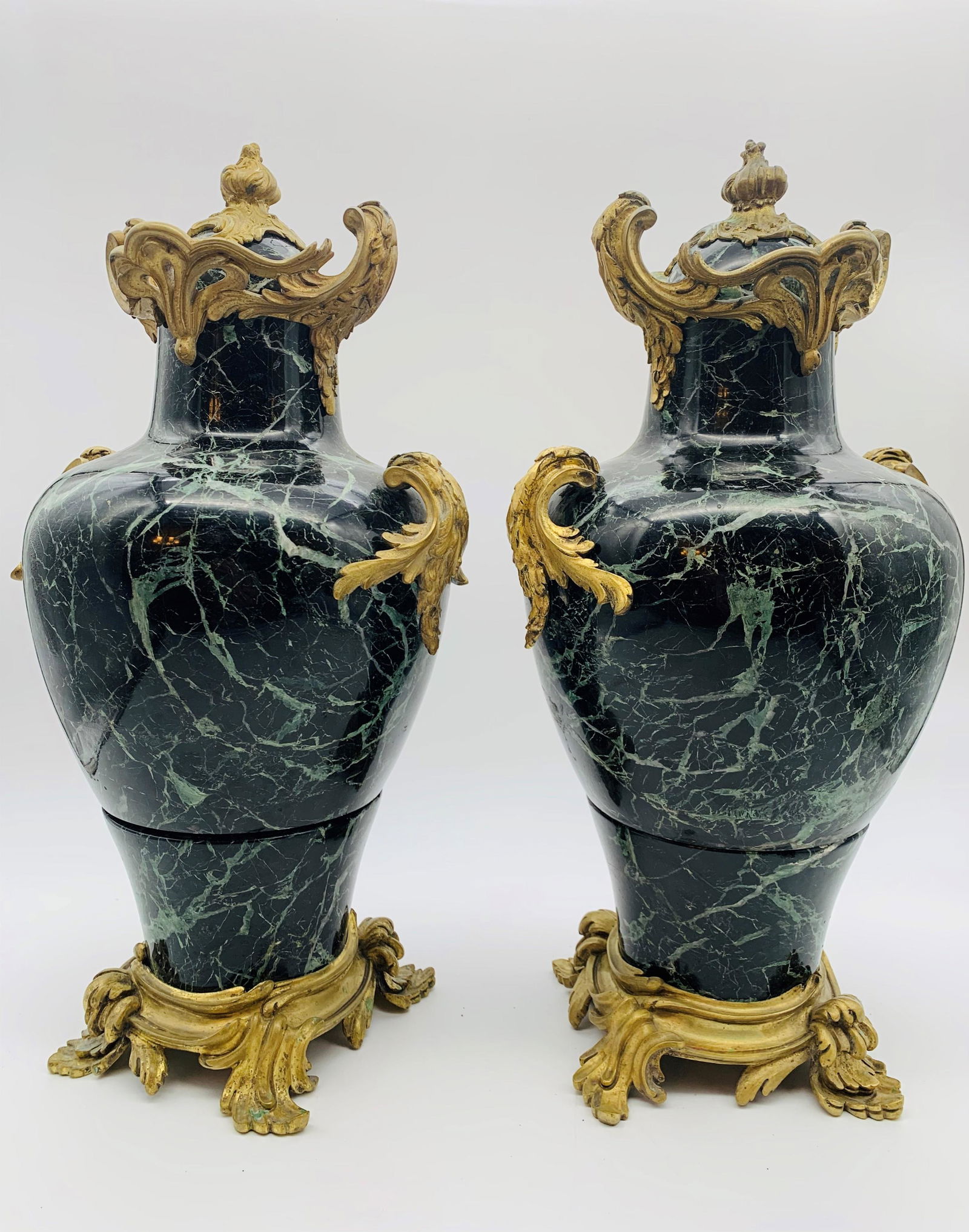 Early 20th C Gilt Bronze Mounted Marble Urns (1 of 14)