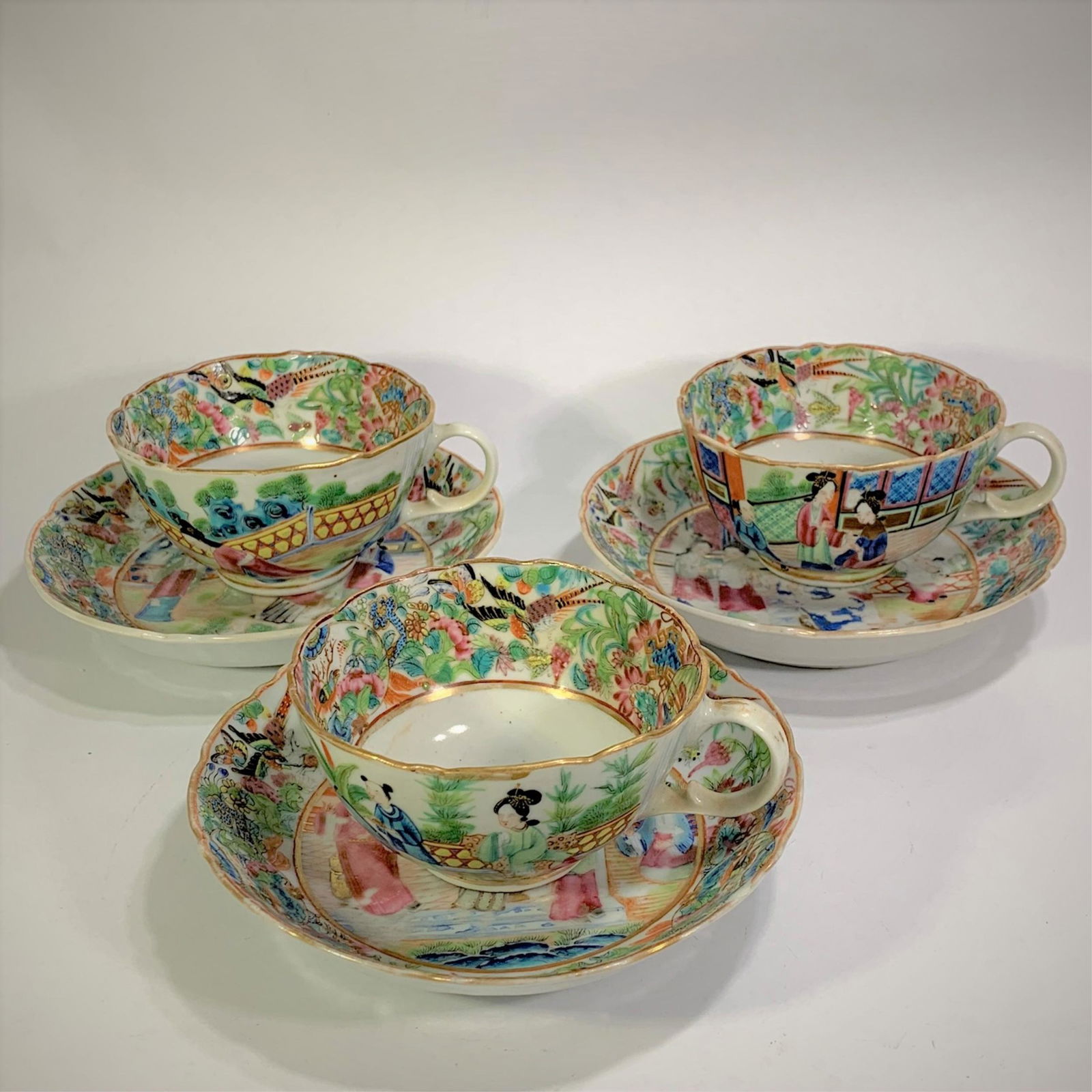 Three Chinese Rose Mandarin Cup and Saucers (1 of 9)