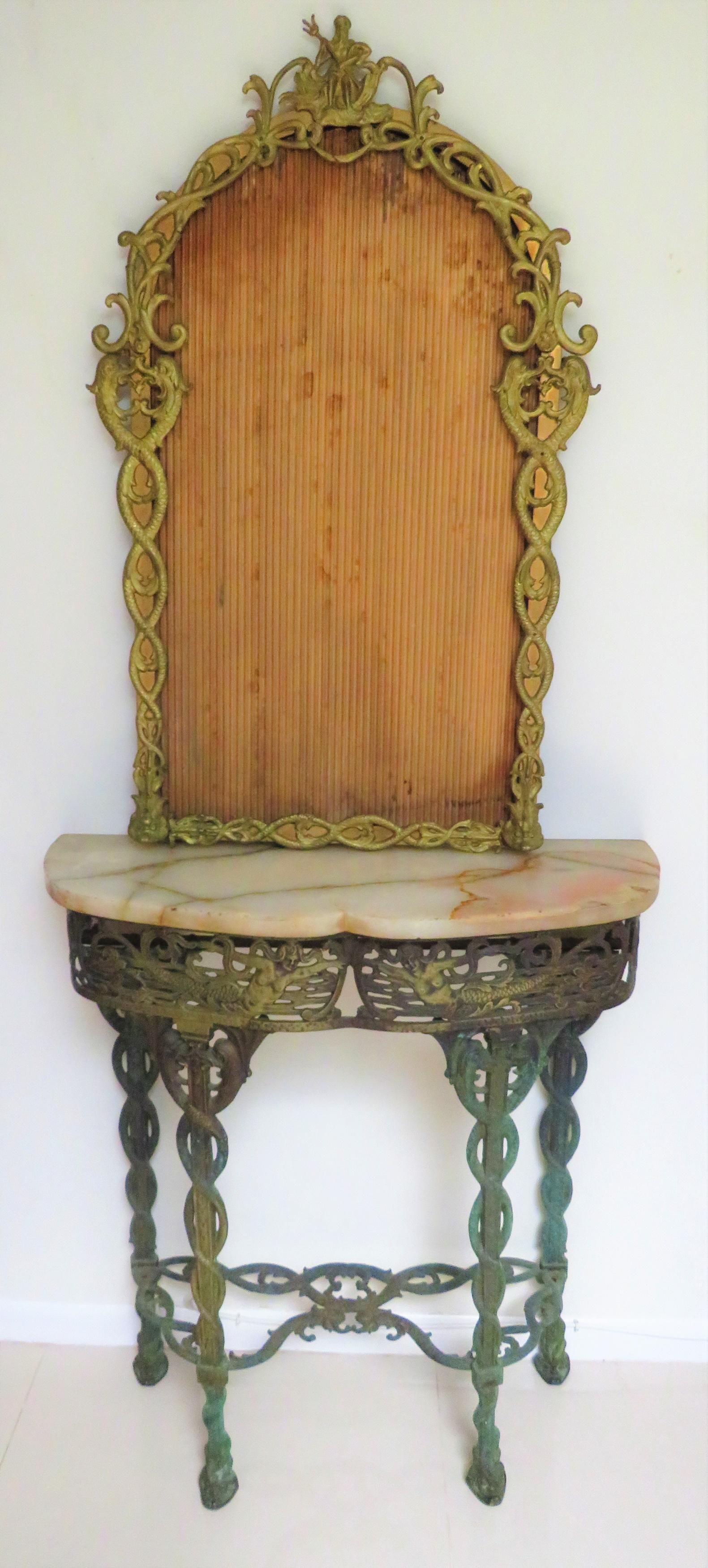 Oscar Bach Bronze Console and Mirror "Poseidon" (1 of 14)