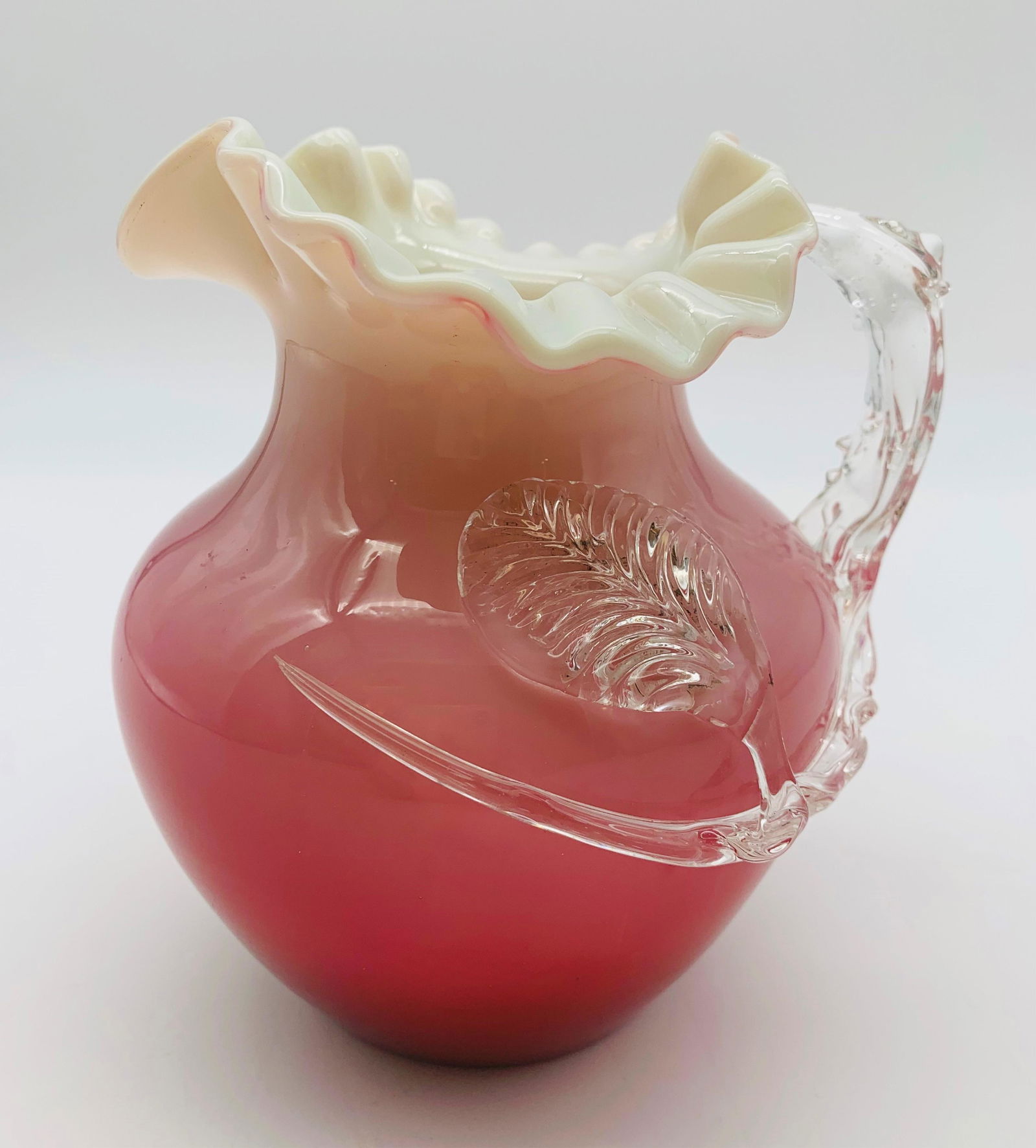 Antique Peach Blow Cased Glass Pitcher (1 of 6)