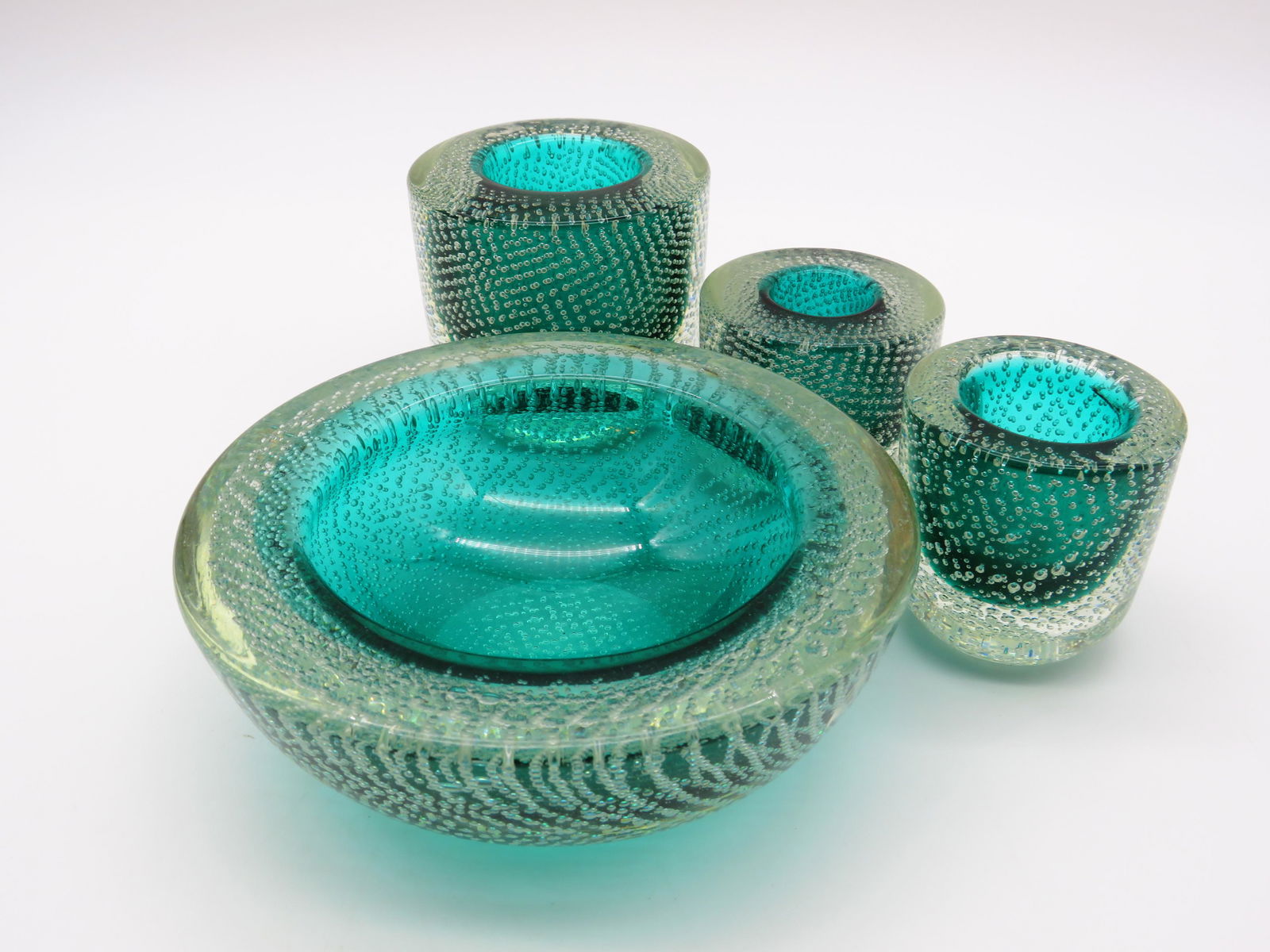 4 Pc Murano Bubble Glass Table Top Set (1 of 5)