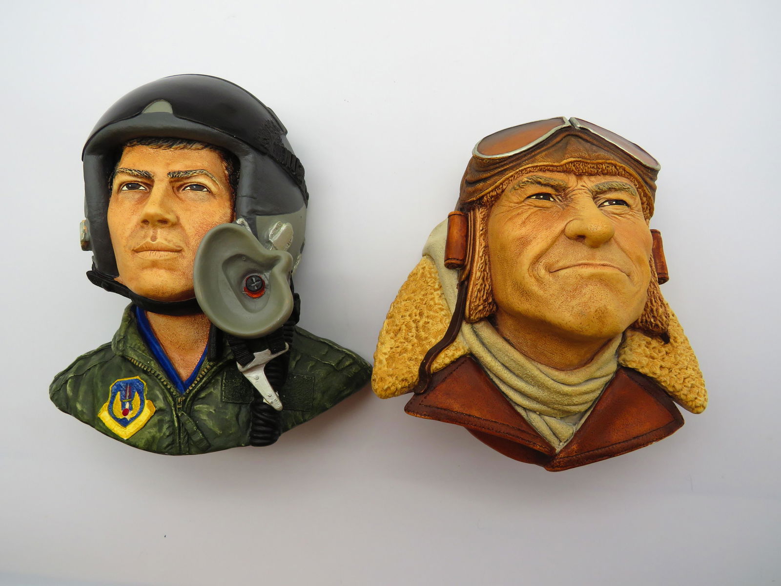 Two Bossons 1990's Chalkware Aviator Heads (1 of 4)