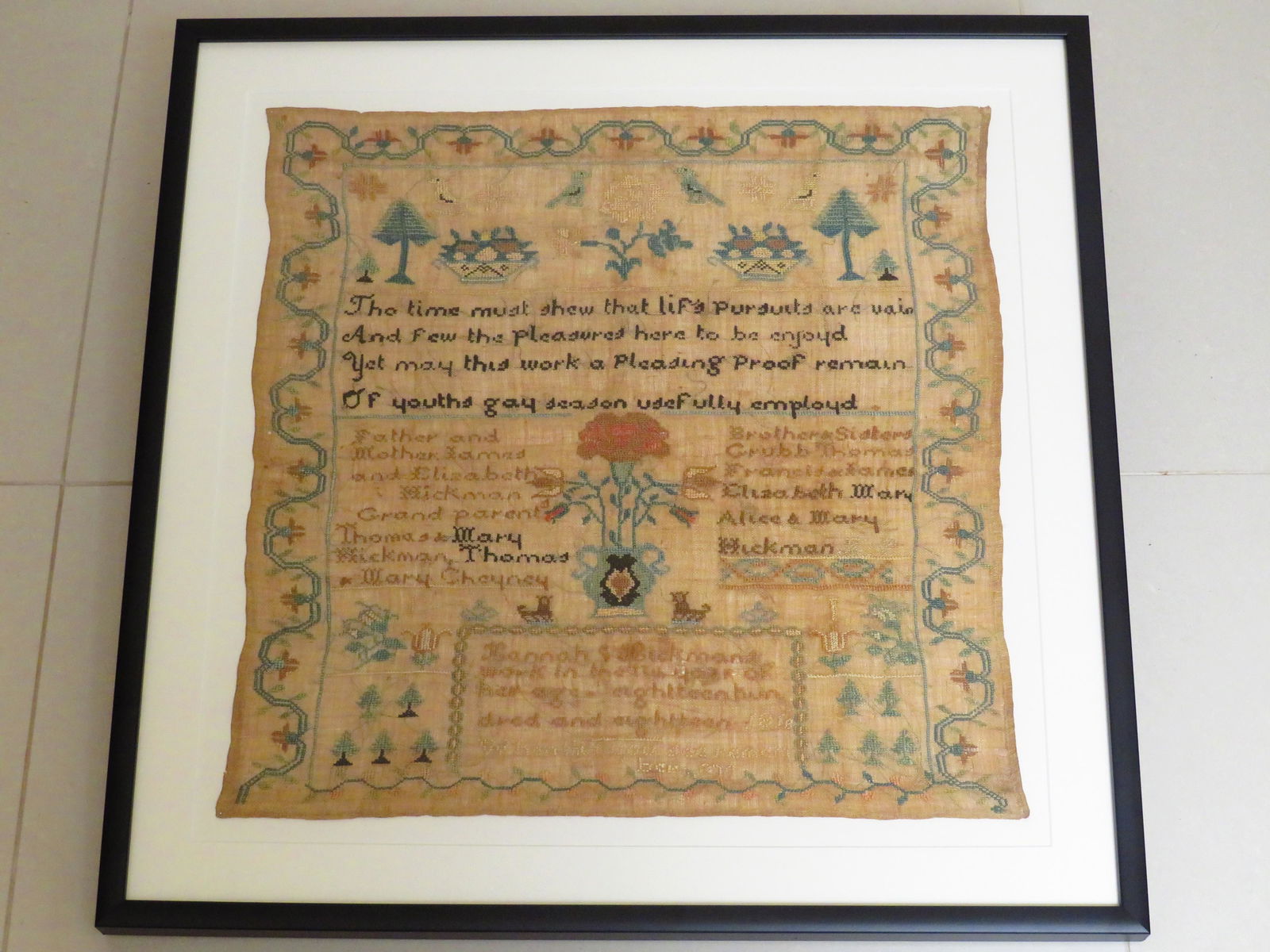 Early American Sampler Dated 1818 (1 of 3)