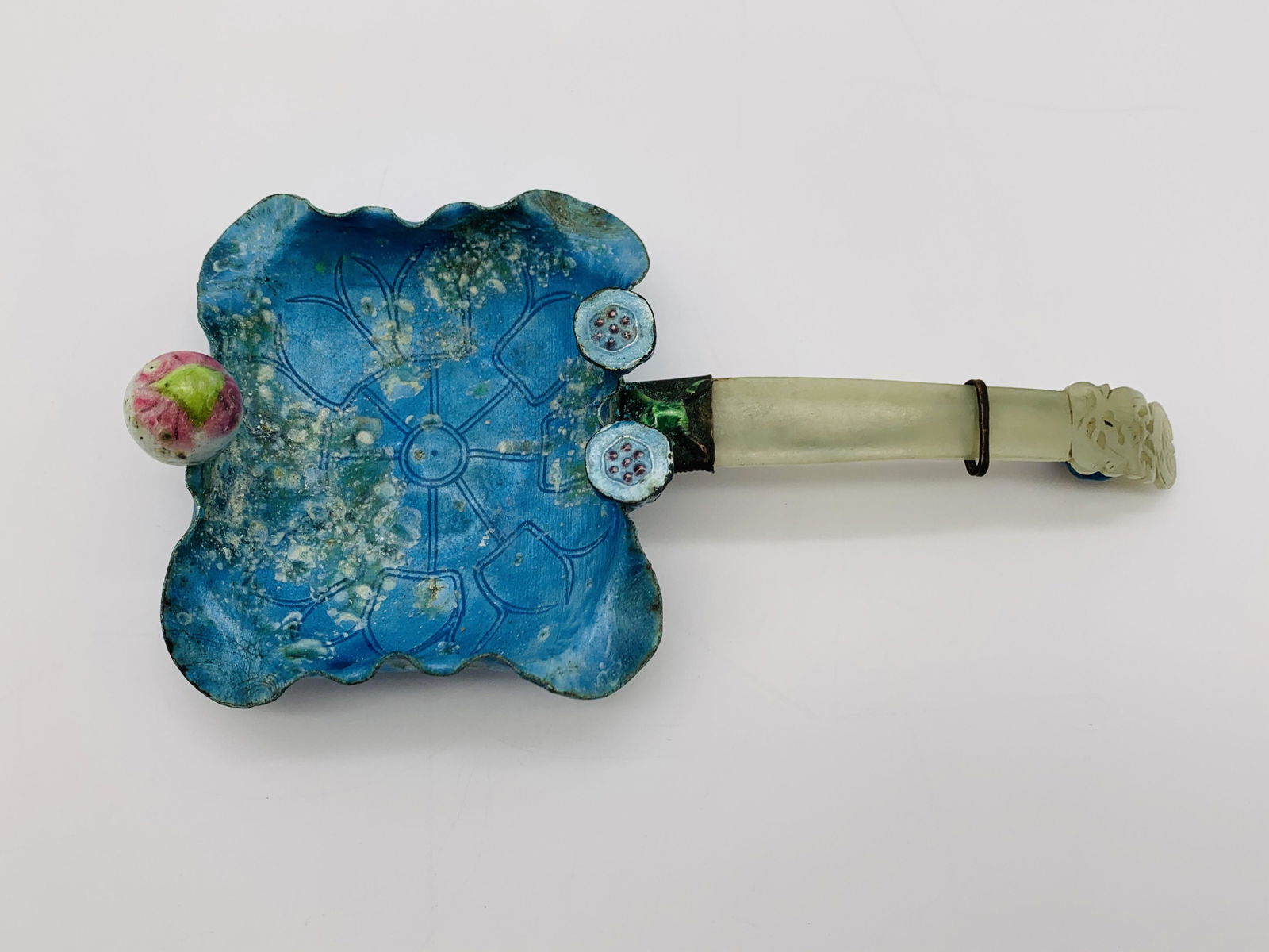 Chinese Enamel & Jade Water Ladle (1 of 7)