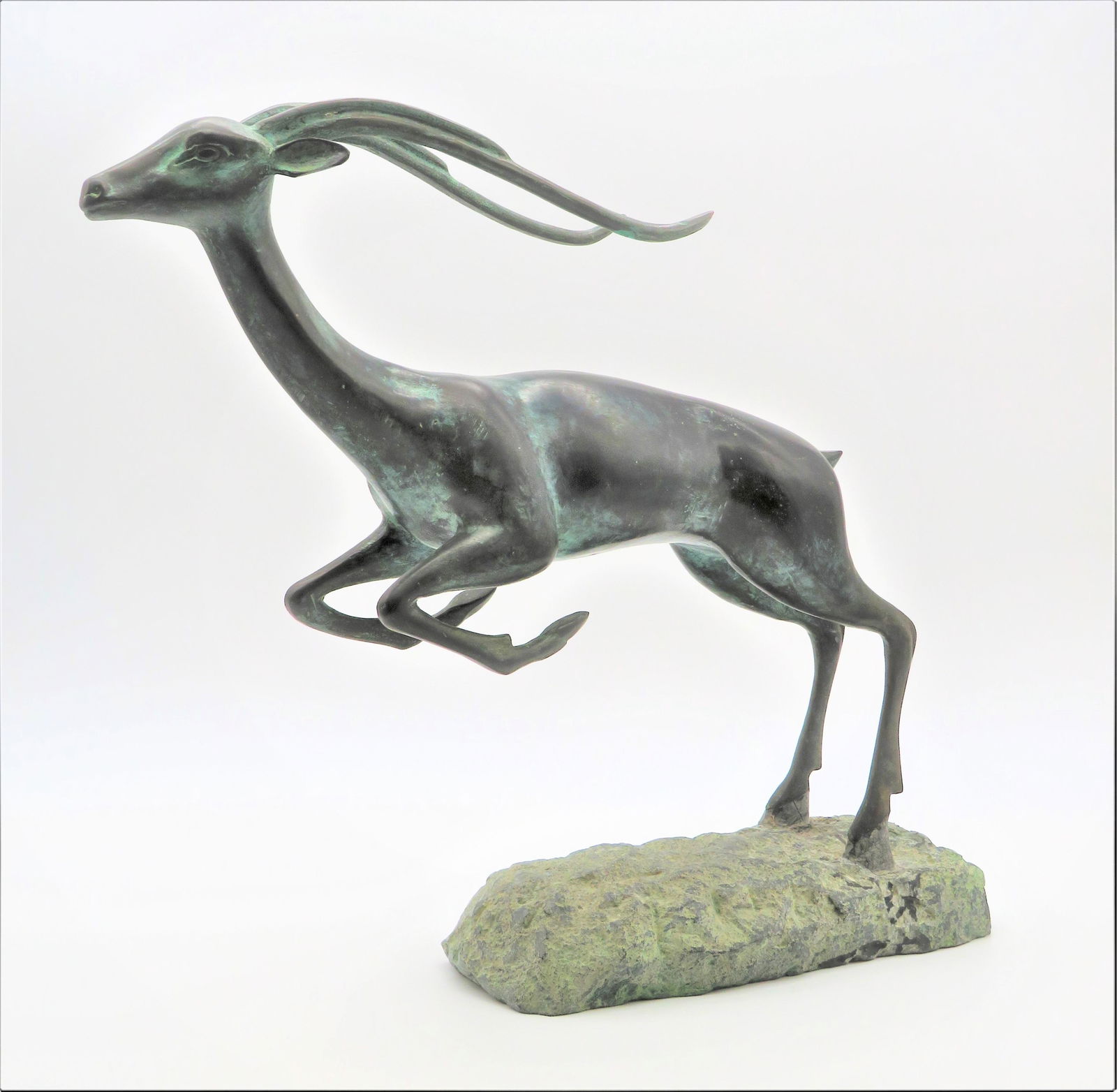 Art Deco Bronze Gazelle On Stone Base (1 of 7)