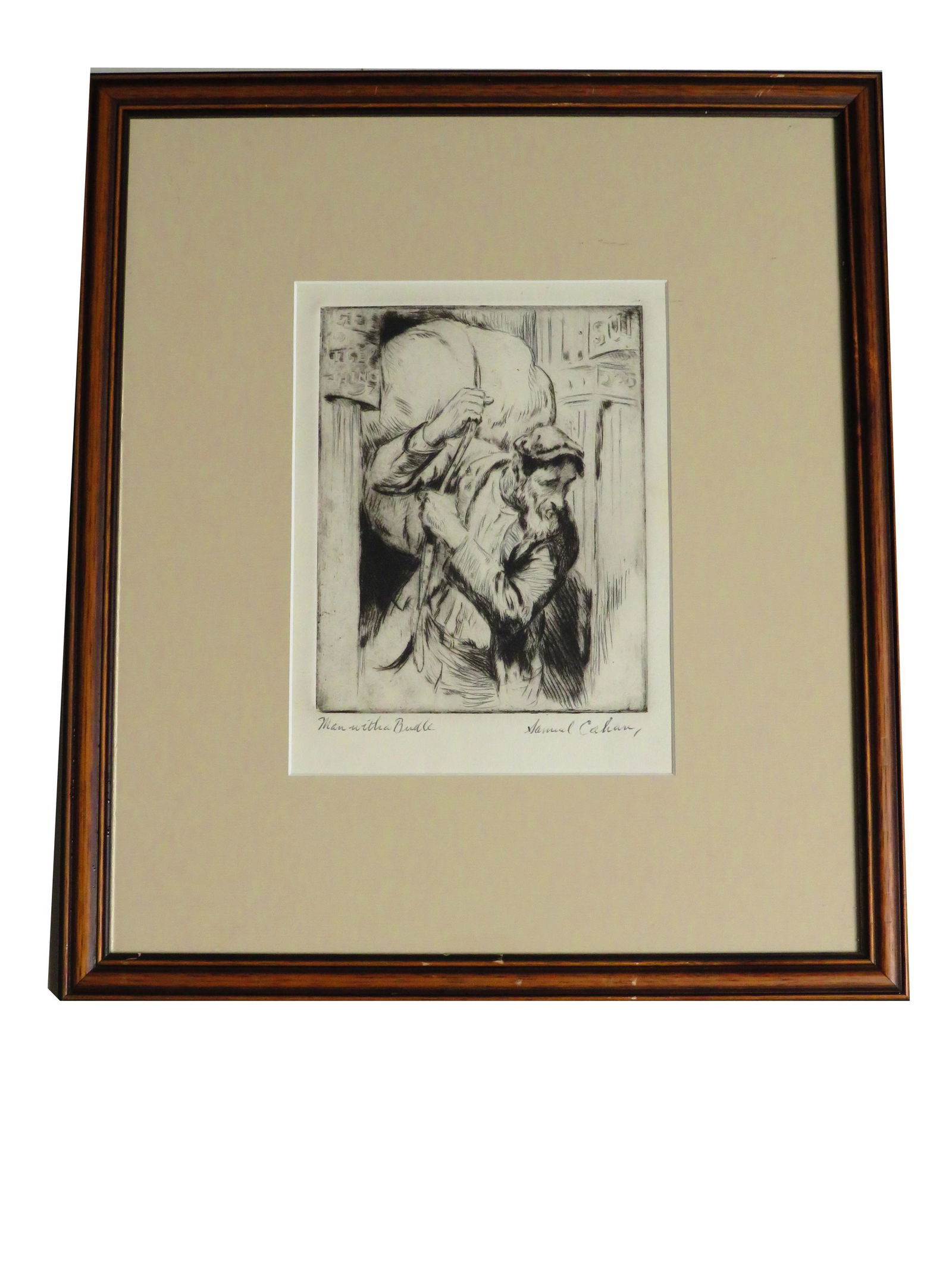 Samuel Cahan Etching "Man With Bundle" (1 of 4)