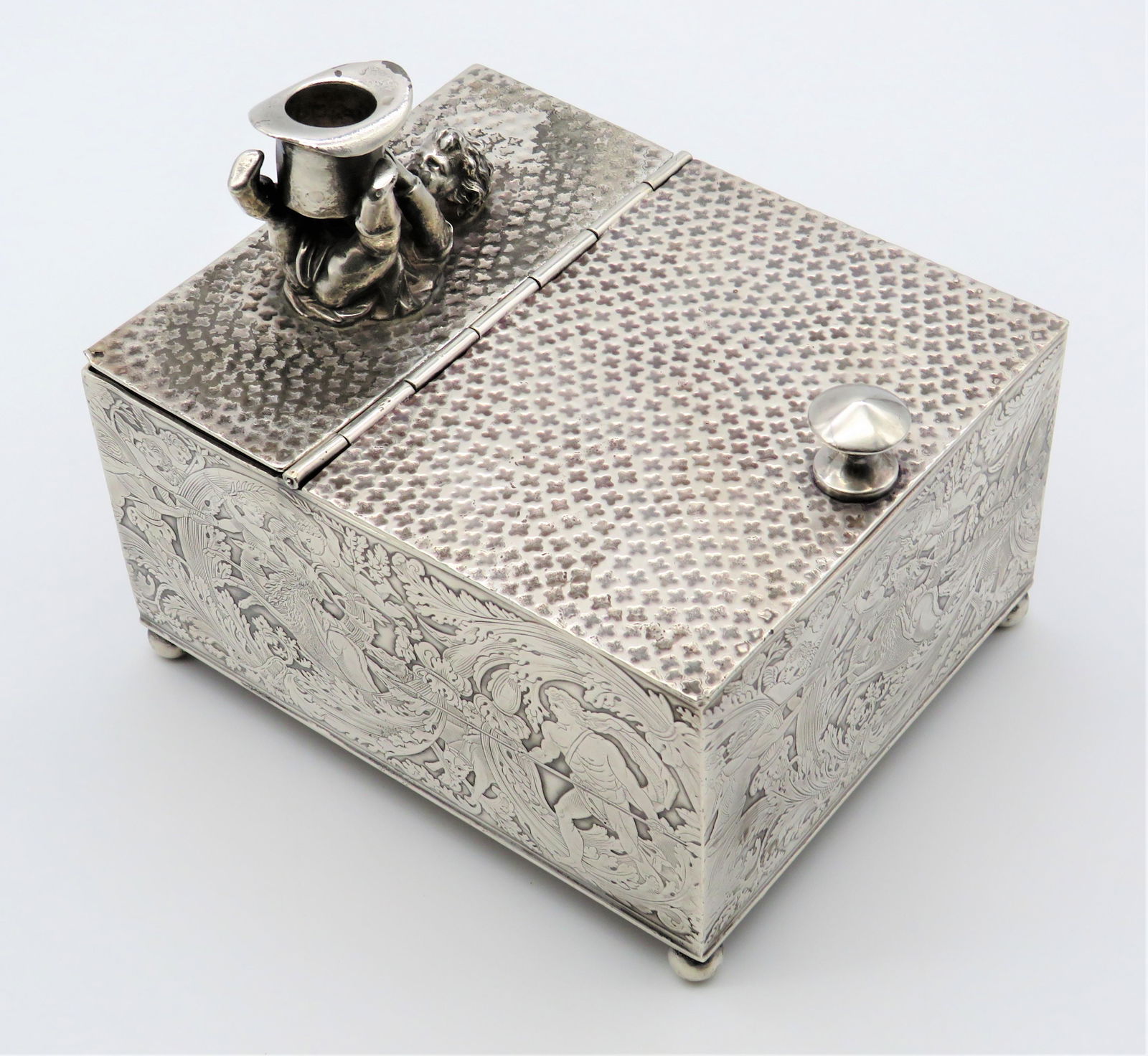 19/20th C Silver Plate Figural Humidor (1 of 12)