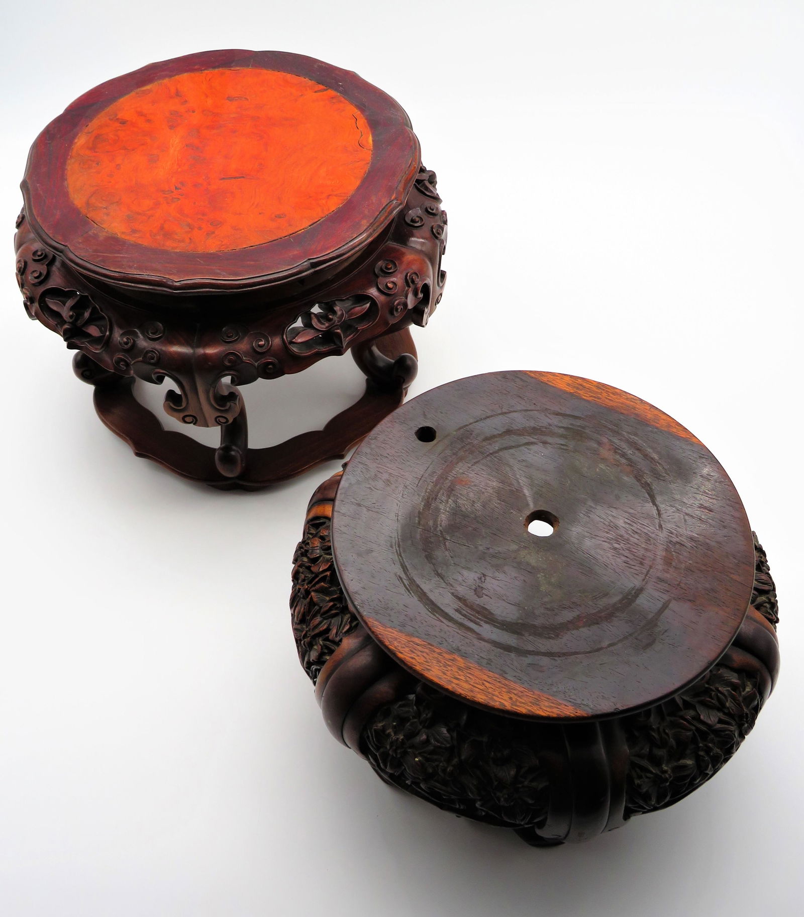 2 Large Chinese Carved Hardwood Stands (1 of 13)