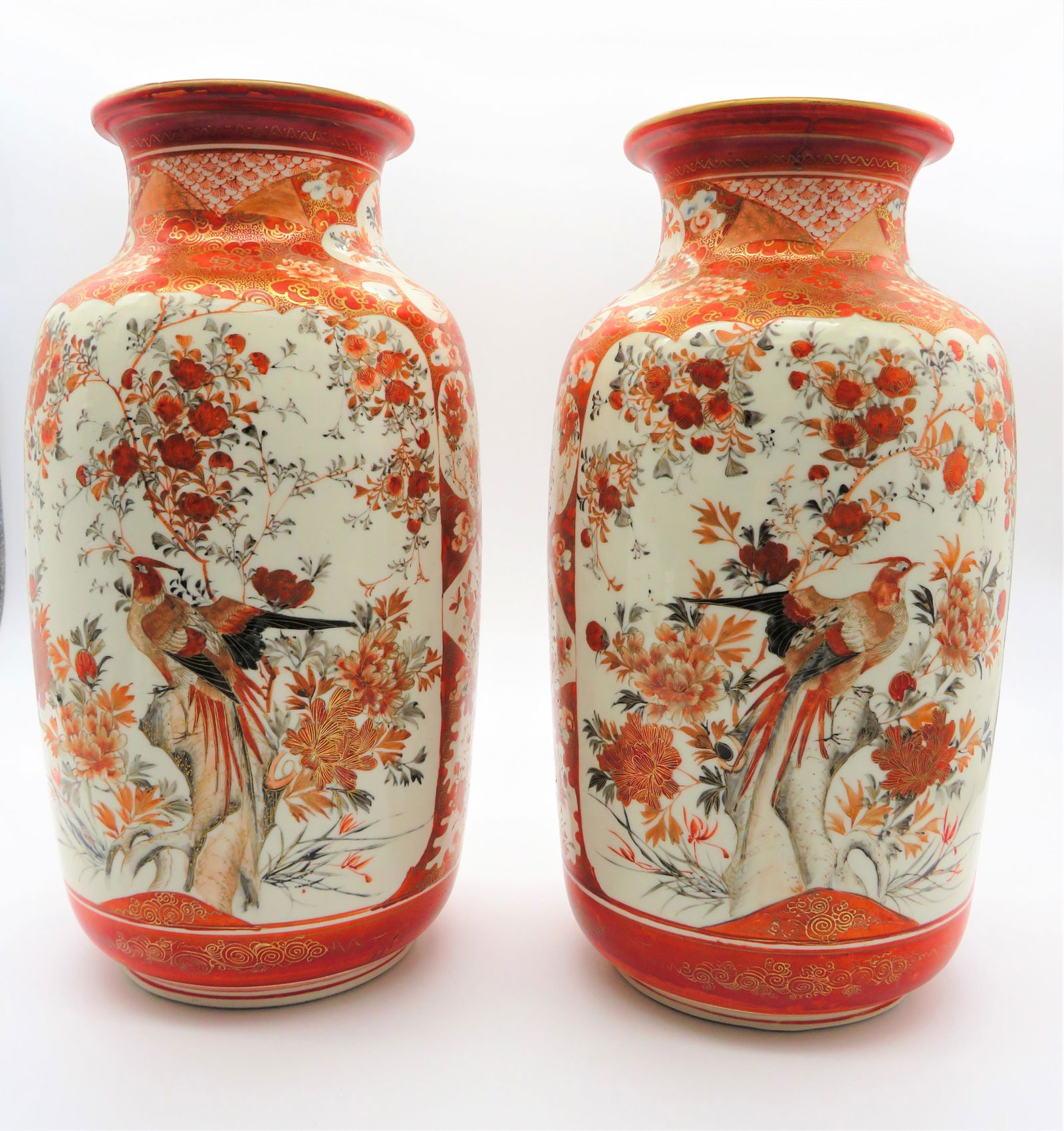 Pair Japanese Kutani Porcelain Vases (1 of 5)