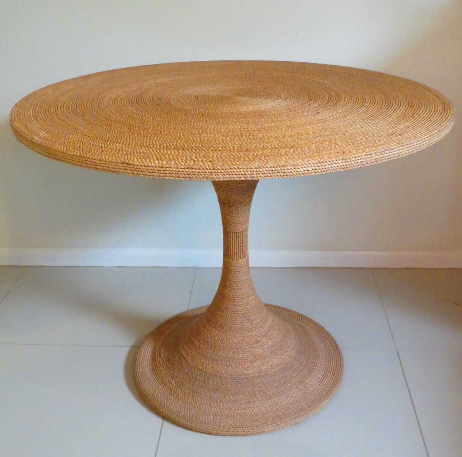 Vintage Twisted Sea Grass Round Pedestal Table (1 of 7)