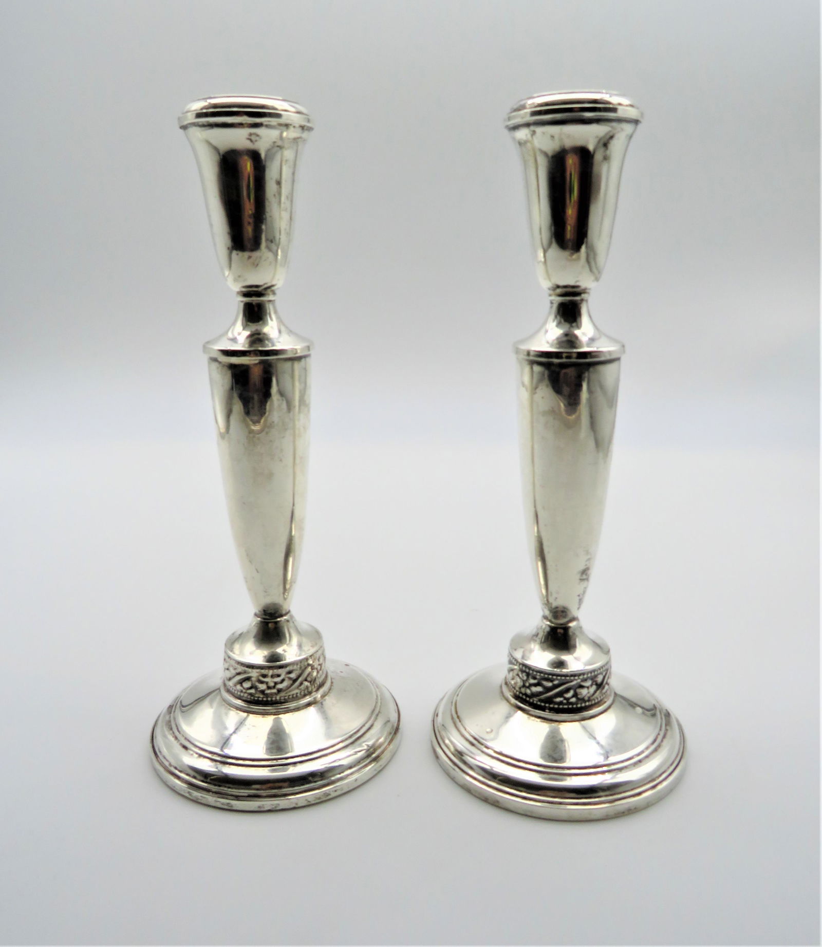 Pair Vintage Weighted Sterling Candlesticks (1 of 5)