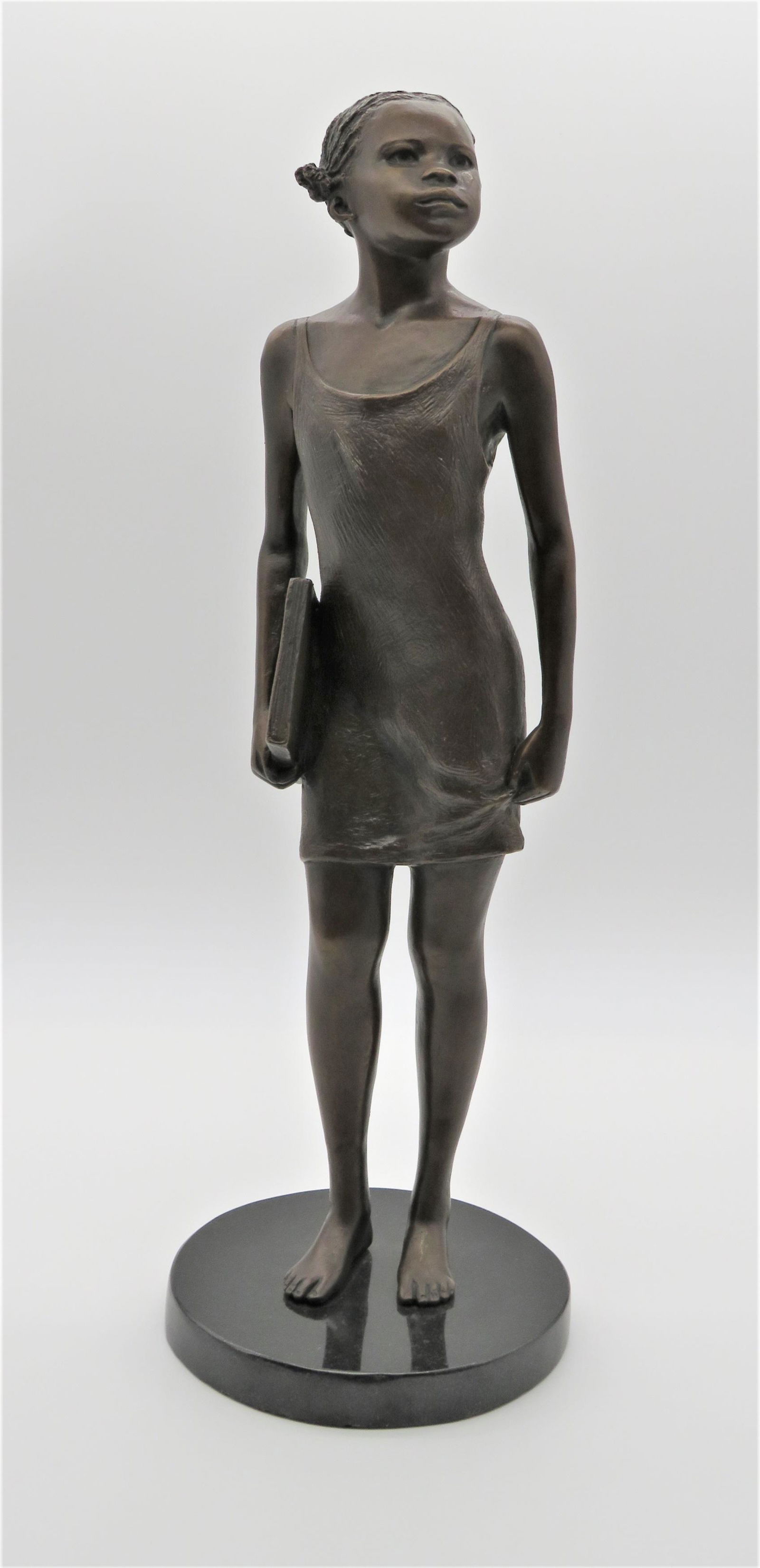 20C Bronze Sculpture Young Black Girl with Book (1 of 8)