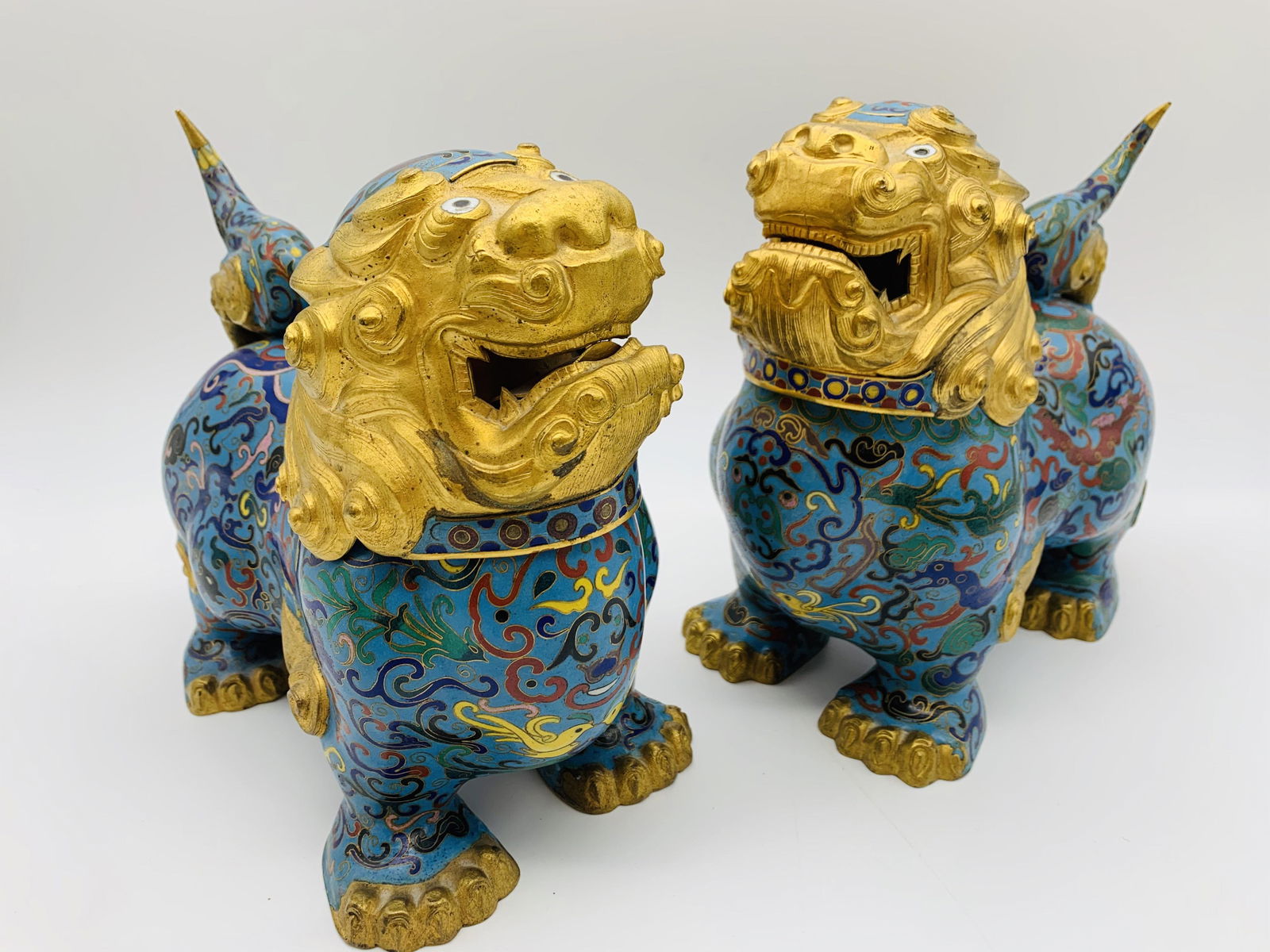 Chinese Qing Cloisonne Enameled Foo Dogs (1 of 7)