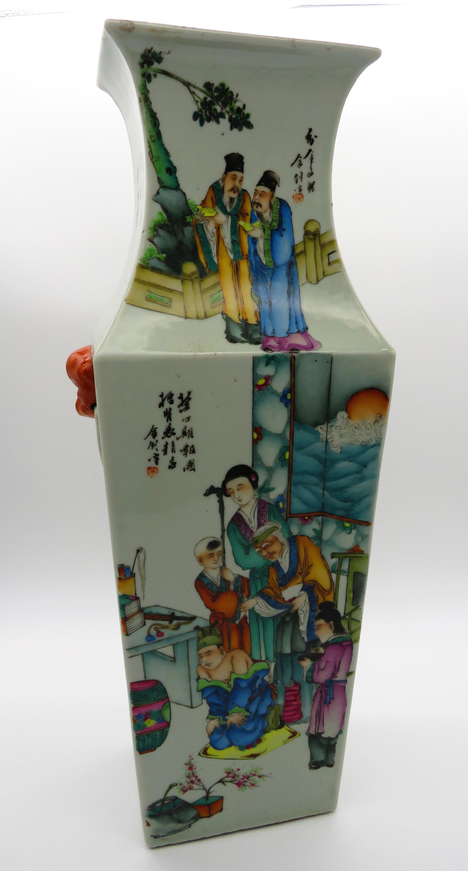 Large 19/20 C Chinese Porcelain Square Vase (1 of 13)