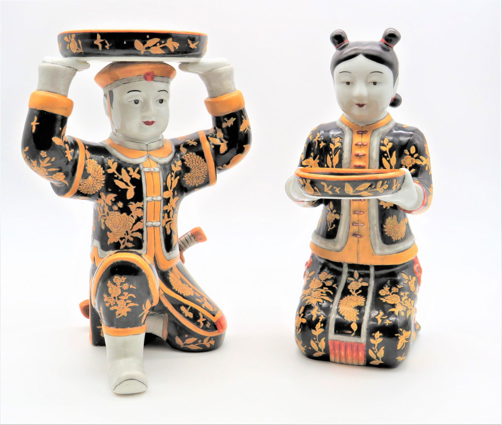 Pair Chinese Pottery Figural Plant Stands (1 of 13)