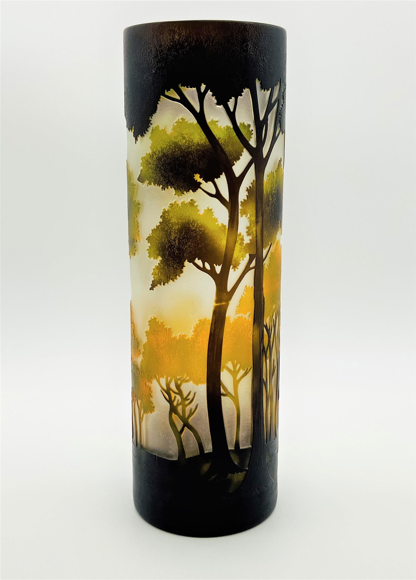 Attr: Le Gras Cameo Art Glass Cylinder Vase (1 of 6)