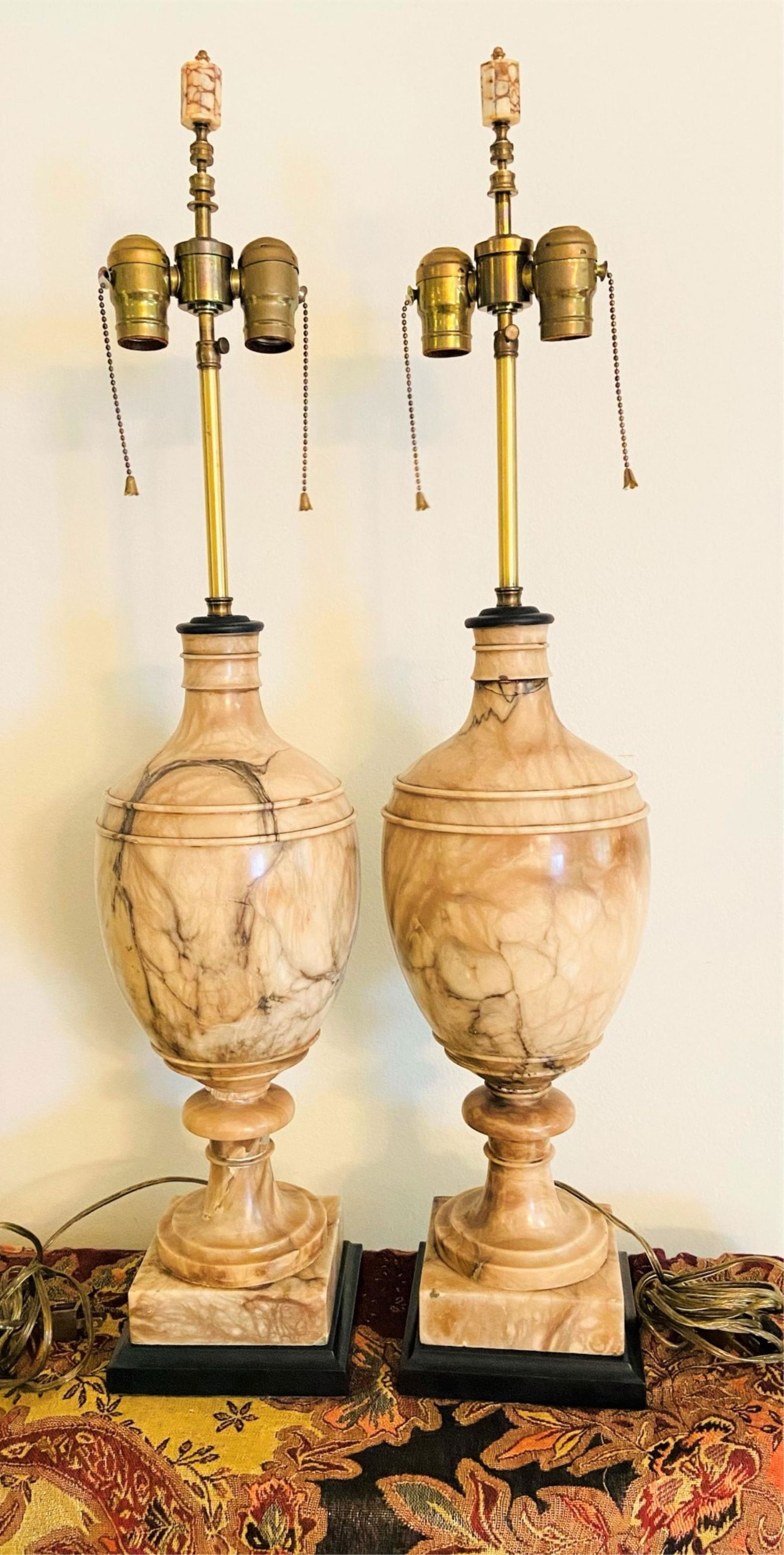 Pair Antique Marble Baluster Lamps (1 of 9)