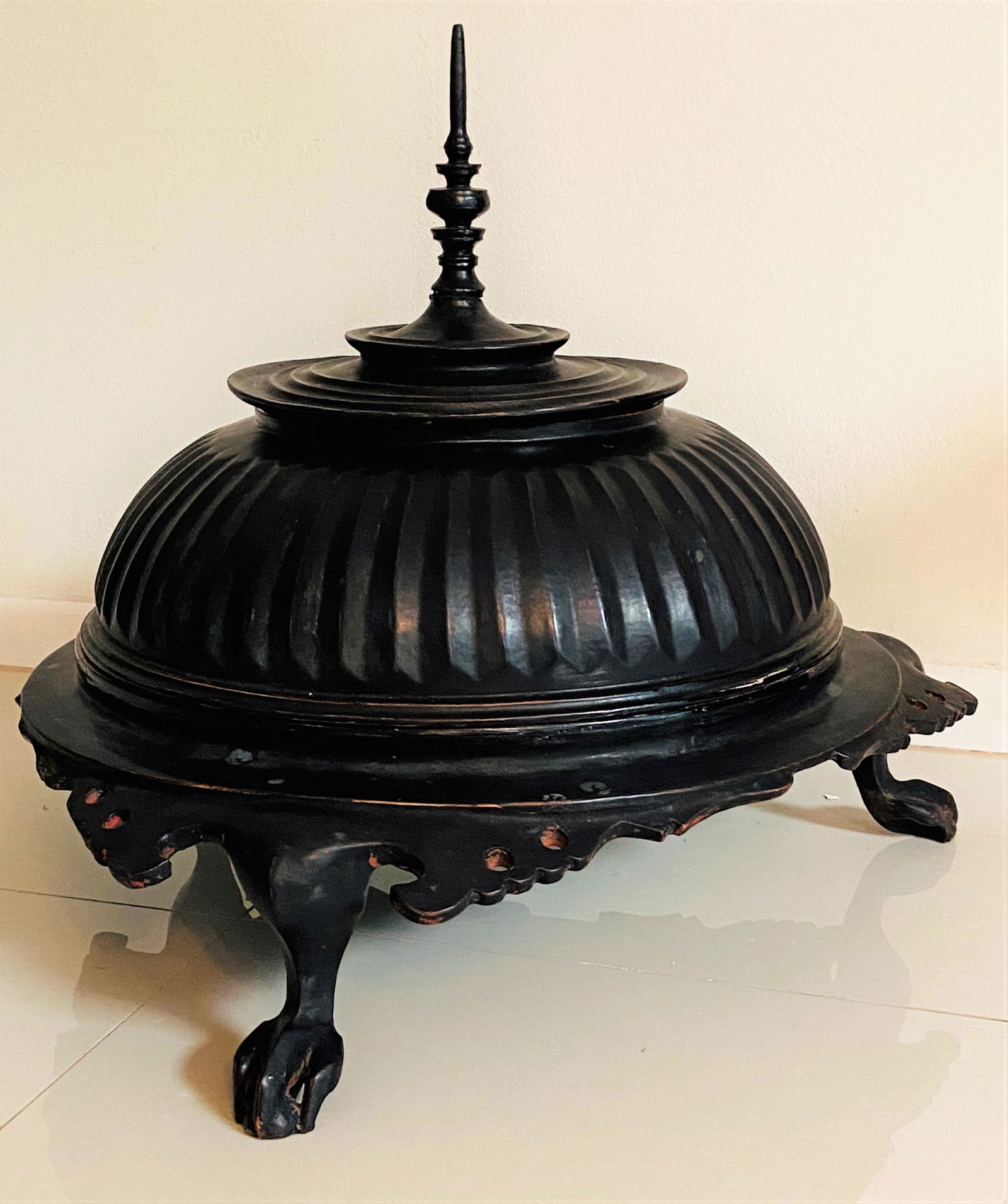 Large Antique Asian Lacquerware Altar Vessel (1 of 8)