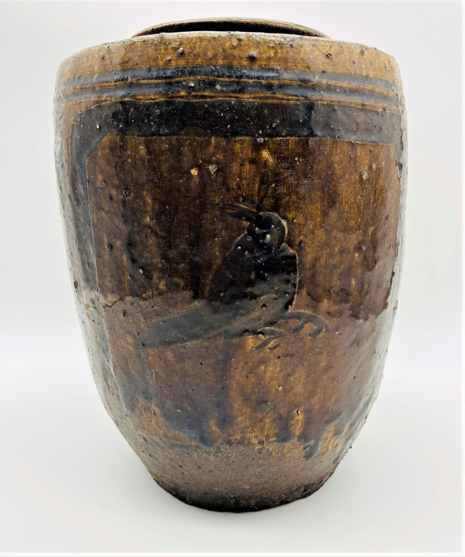 Early Chinese Incised Glazed Pottery Vase (1 of 5)