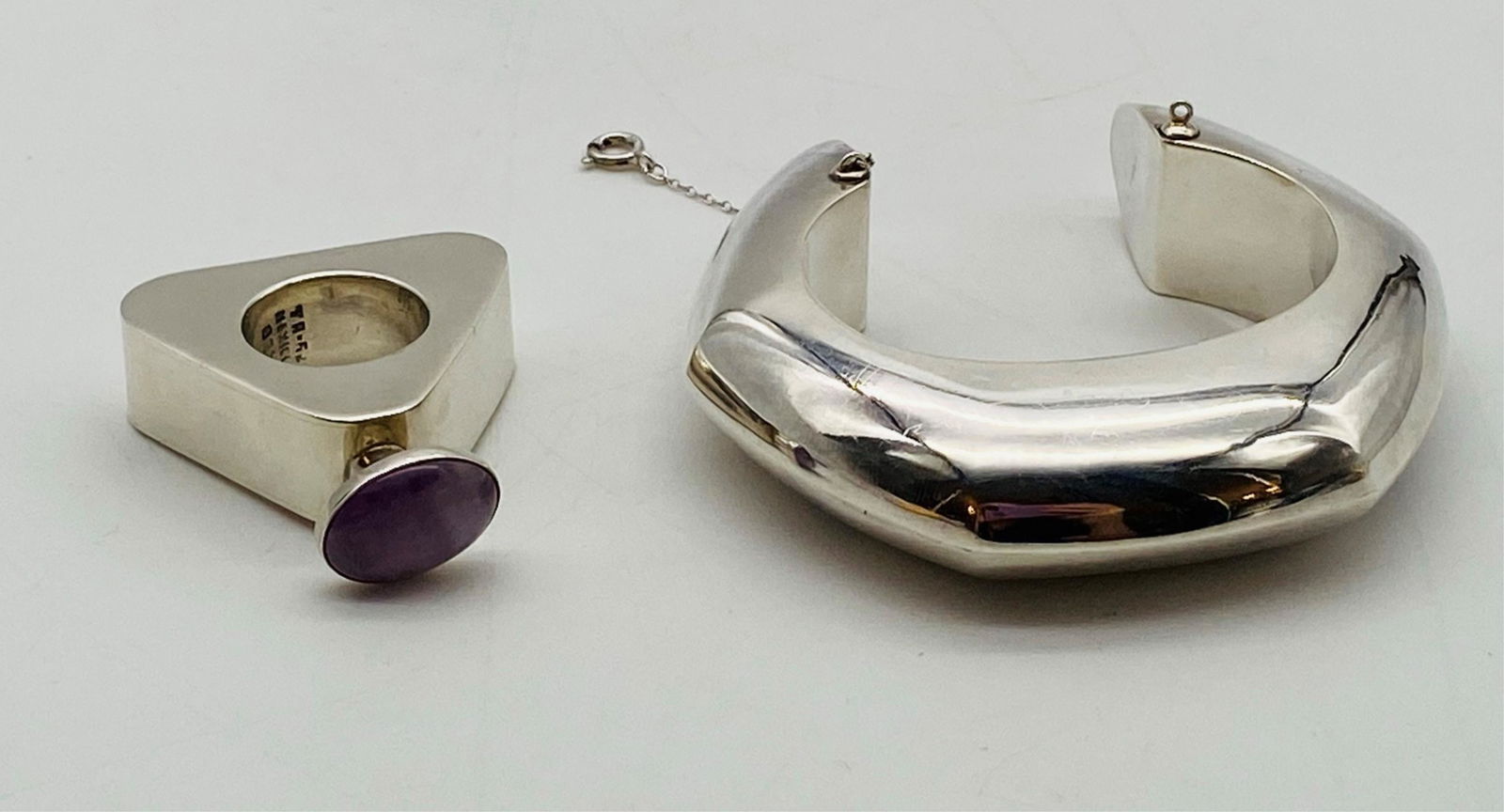 Two Pcs Mexican Silver Modernist Jewelry (1 of 5)
