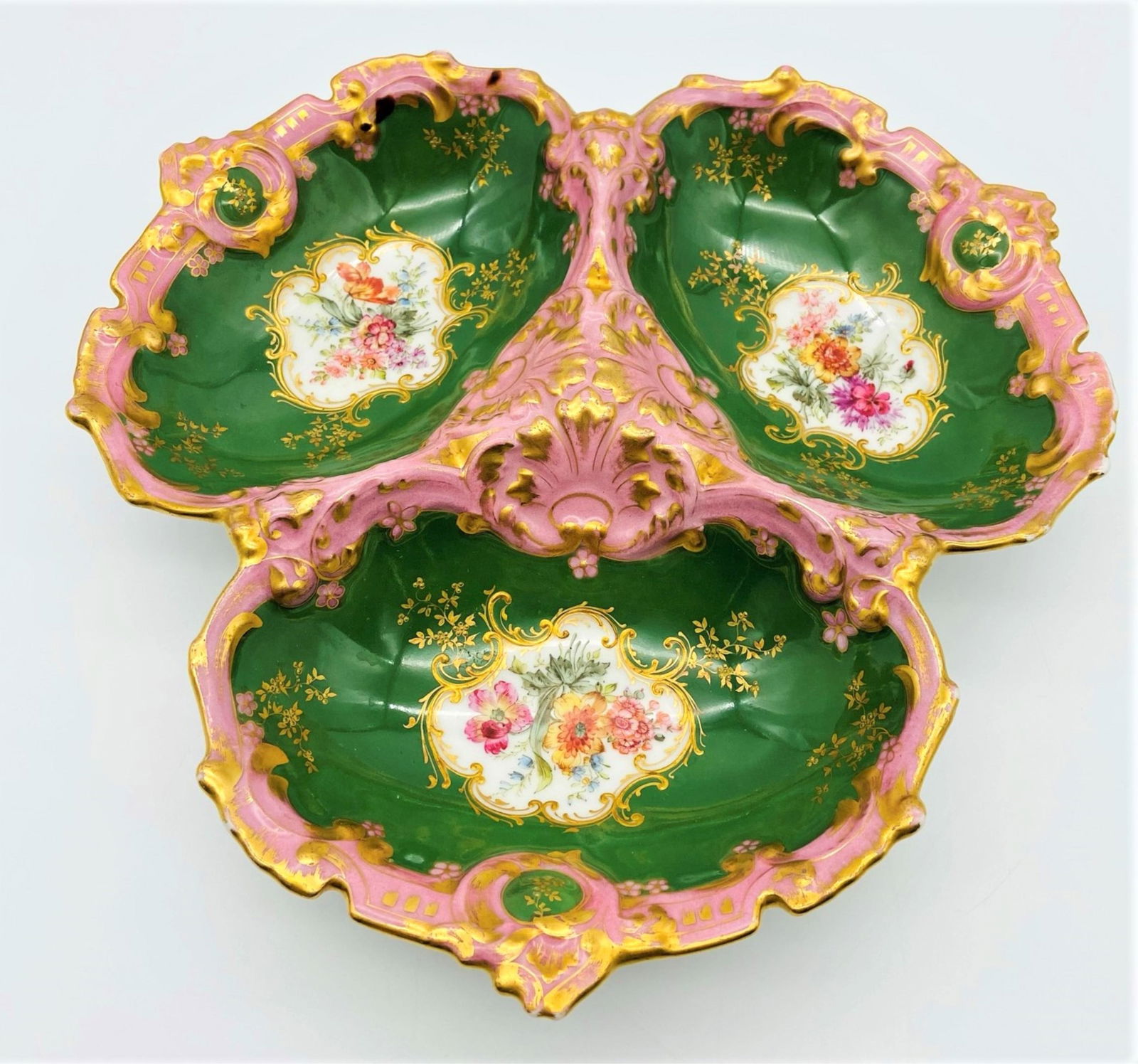 Sevres Style Hand Painted Porcelain Bon Bon Dish (1 of 3)