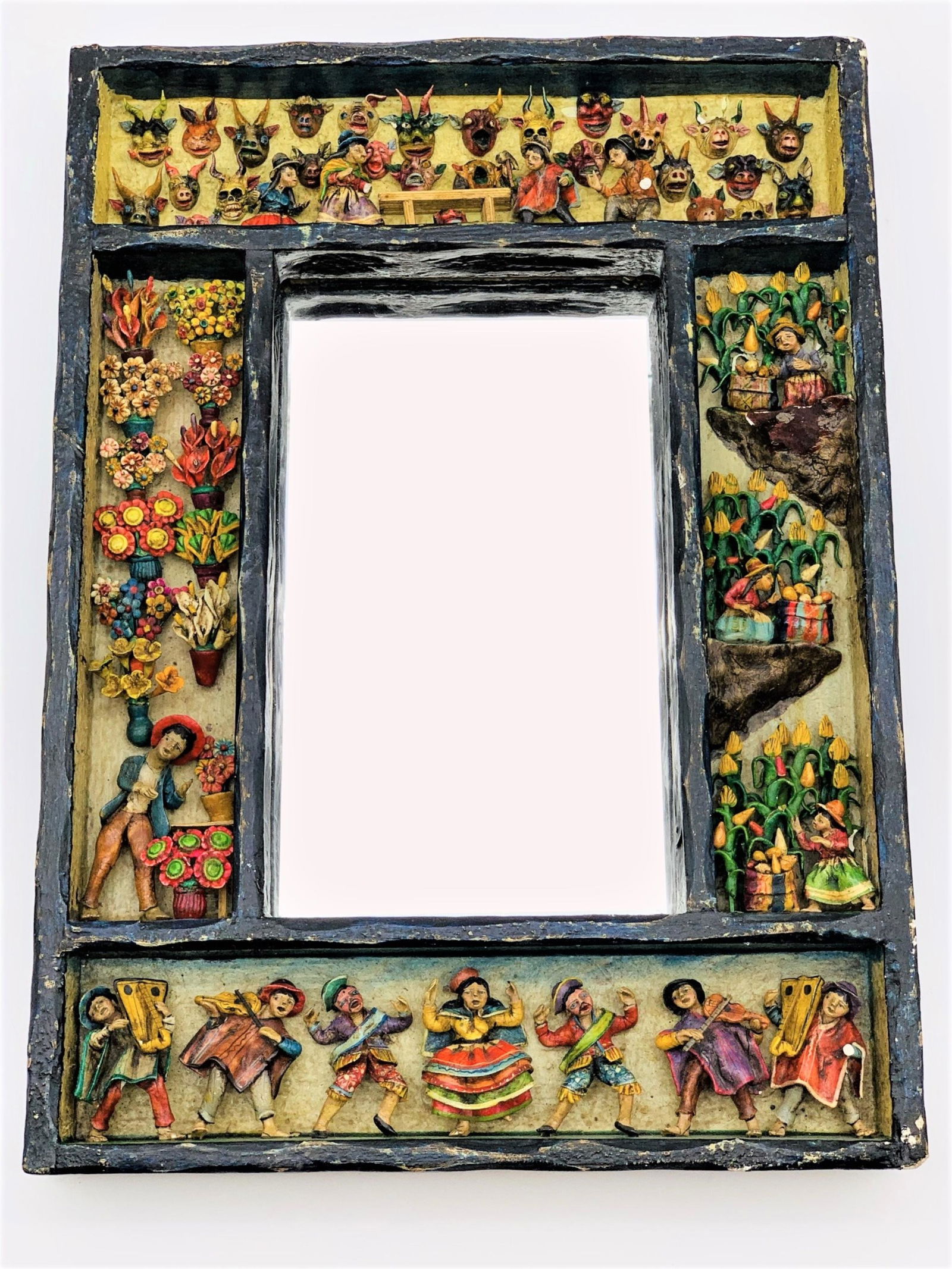 Peruvian Mabilon Jimenez Painted Plaster Mirror (1 of 9)