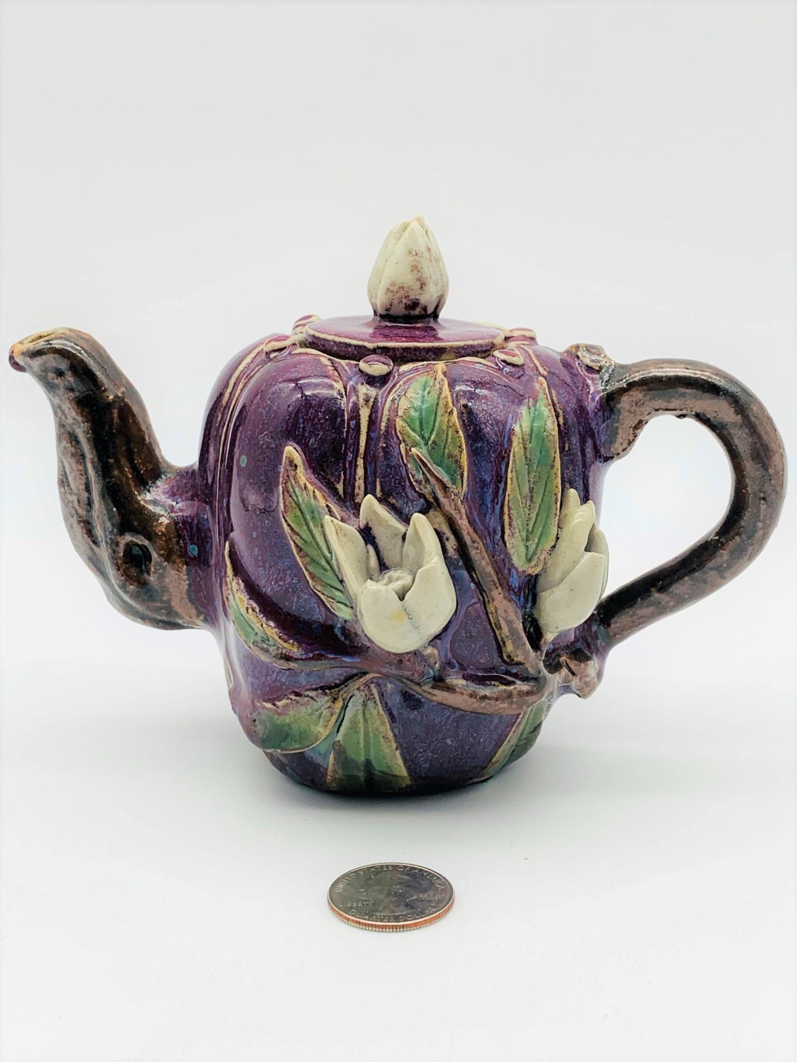 Antique Chinese Yixing Glazed Clay Teapot (1 of 5)