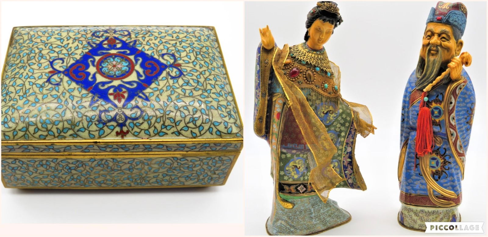 3 Pc Chinese Cloisonne Figure & Box Lot (1 of 12)