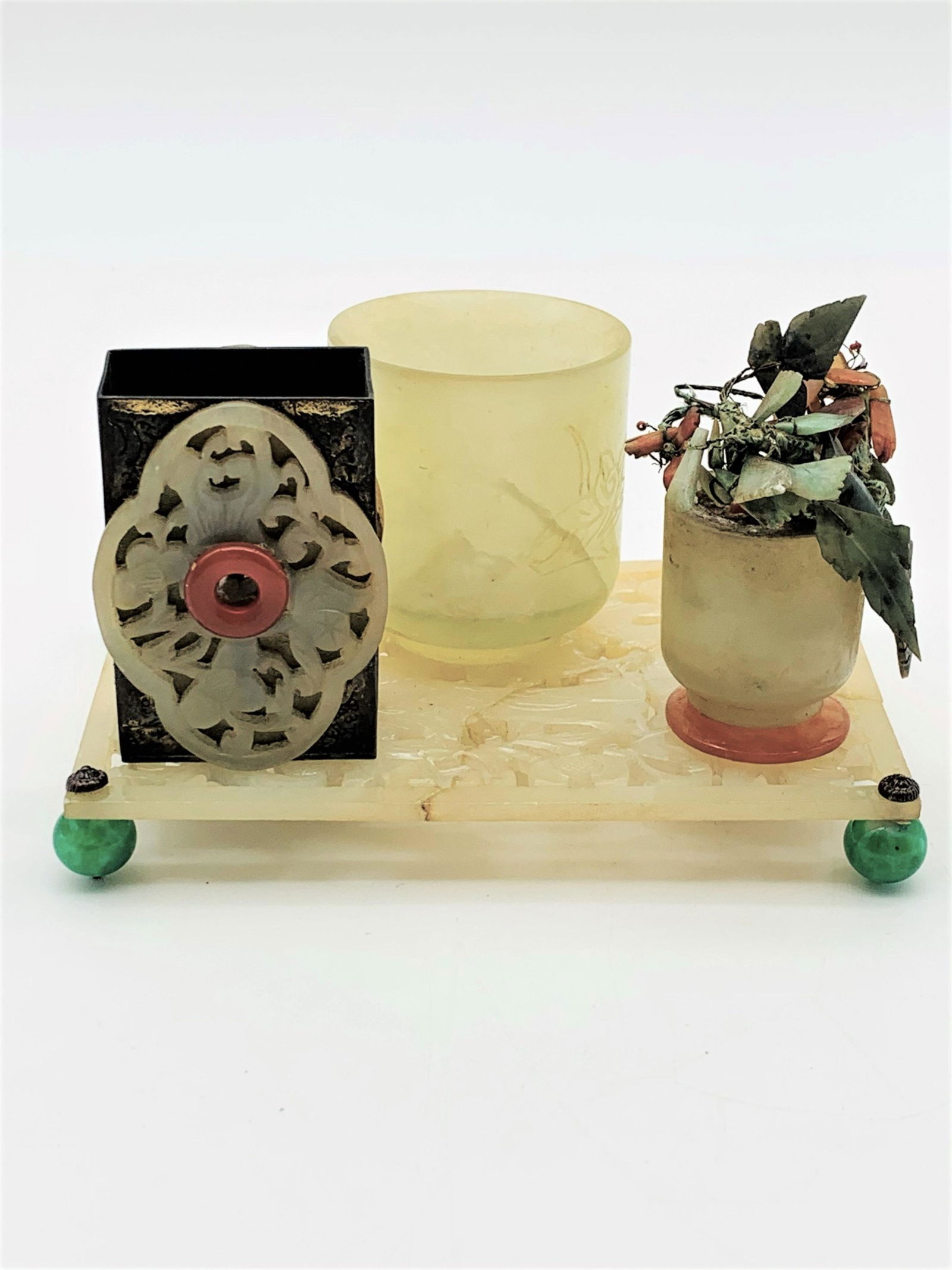 Vintage Chinese Jade Match Holder Set (1 of 7)