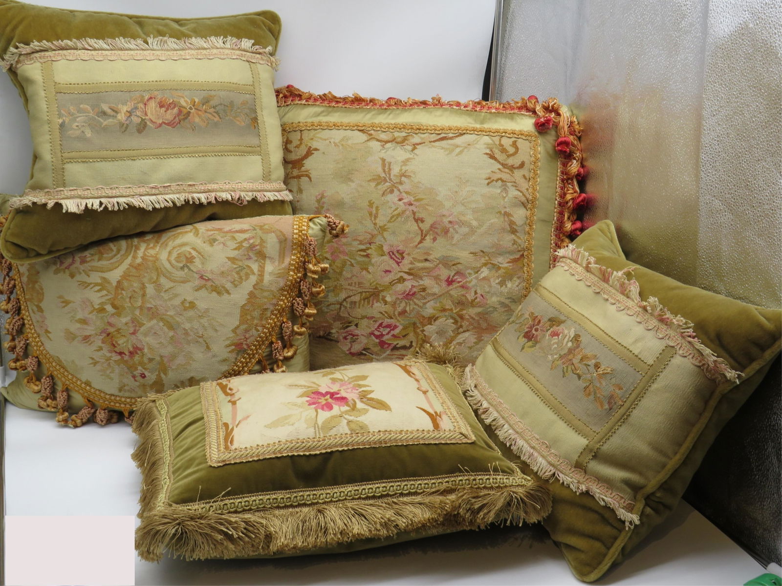 5 Antique French Aubusson Decorative Pillows (1 of 8)