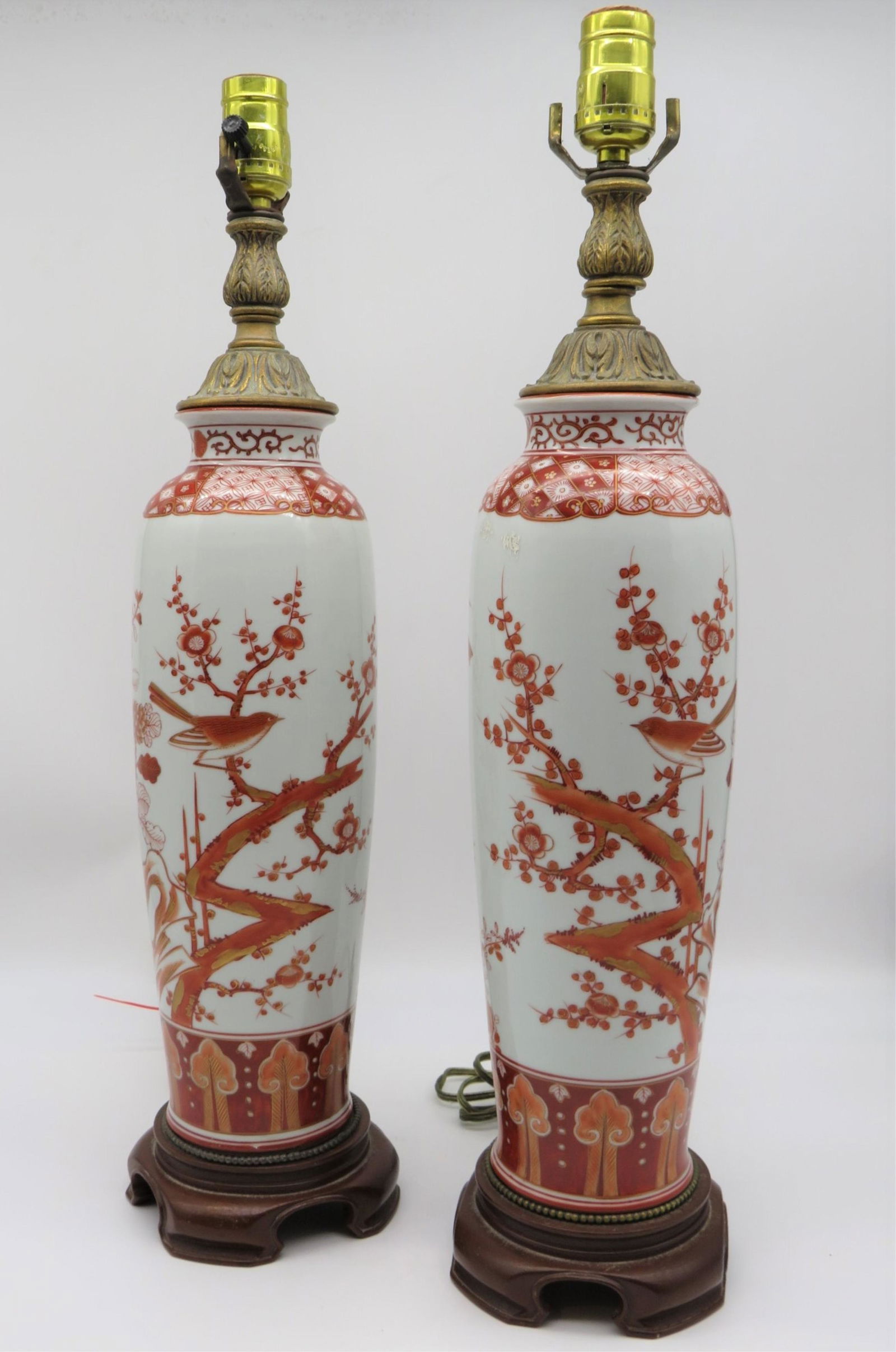 Pr Antique Japanese Kutani Porcelain Lamps (1 of 5)