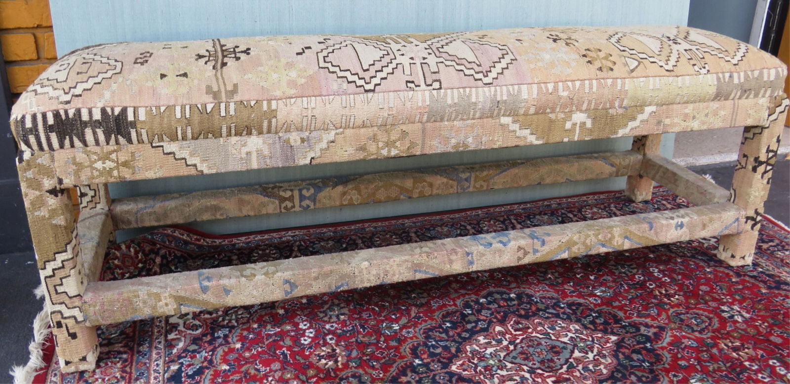 Vintage George Smith Kilim Upholstered Long Bench (1 of 7)