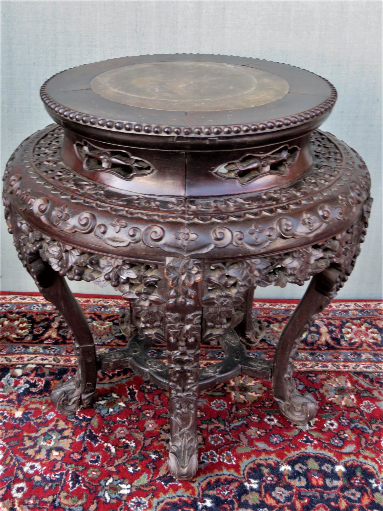 18C Chinese Carved Hardwood Pedestal Table (1 of 12)