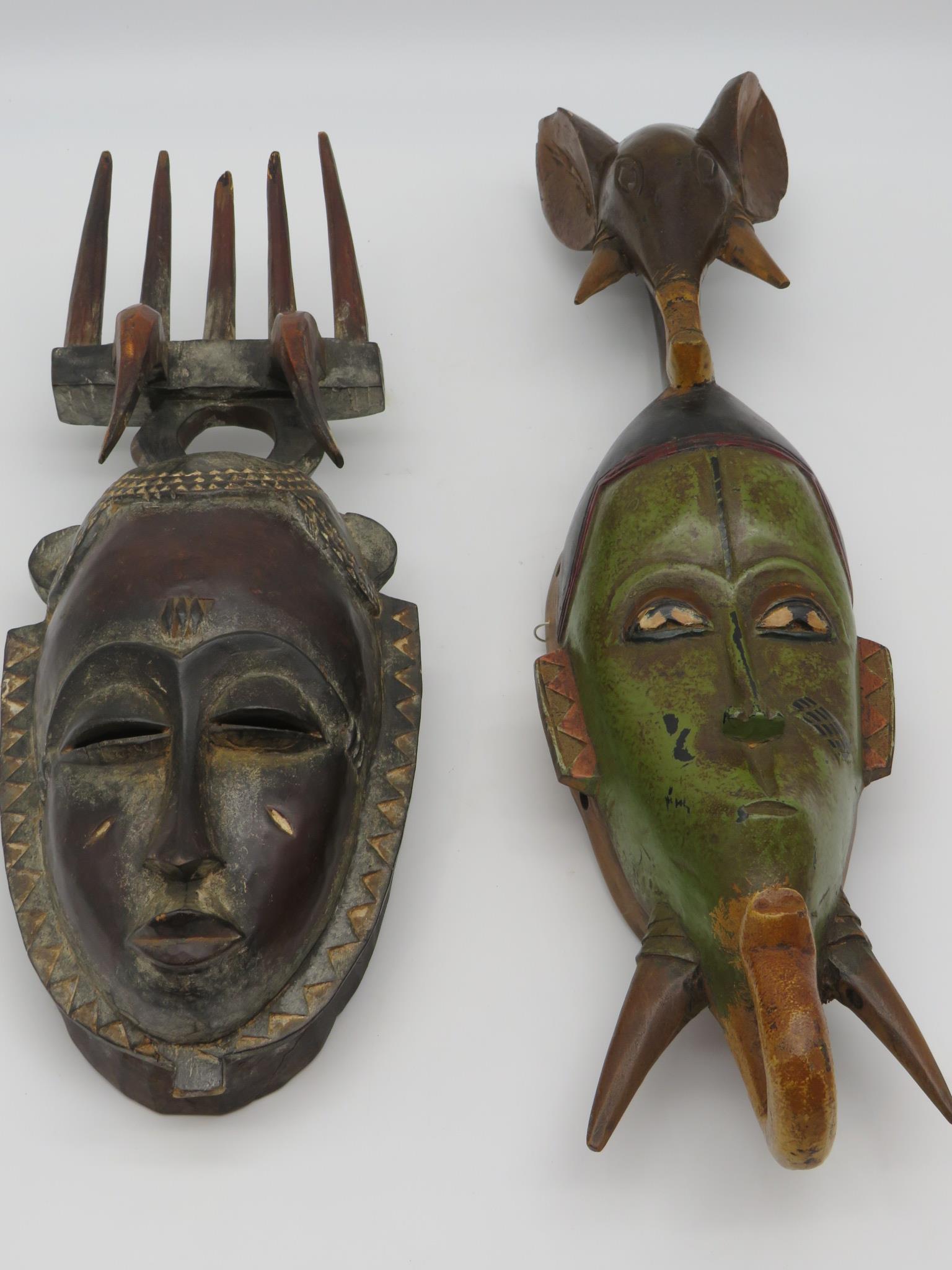 2 African Carved Wood Masks (1 of 5)