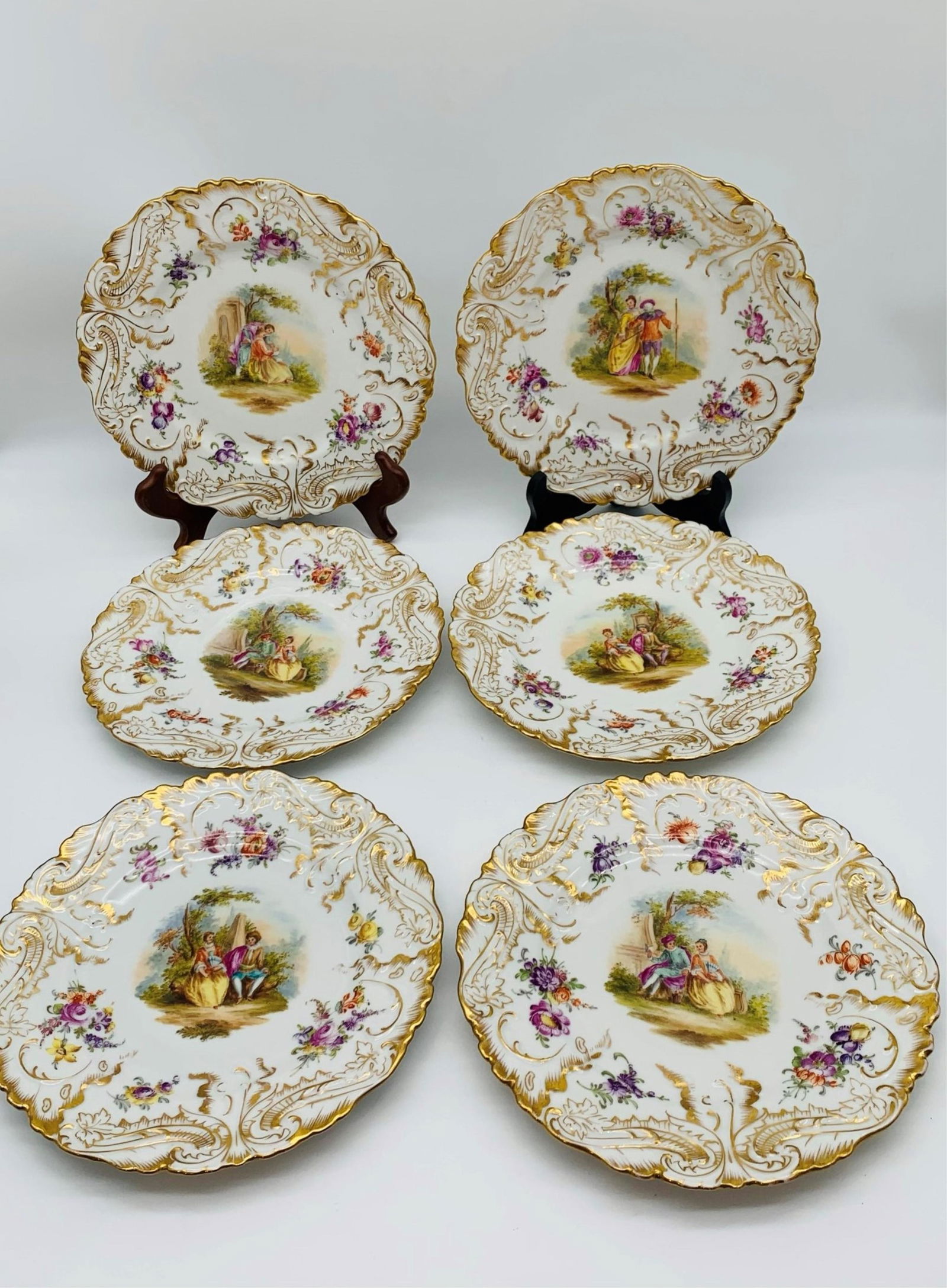 6 Dresden Painted Porcelain Cabinet Plates (1 of 7)