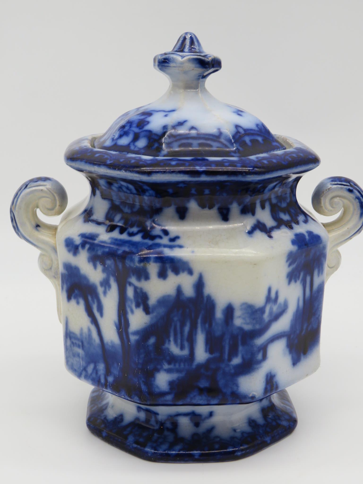 19C English Charles Meigh Troy Flow Blue Jar (1 of 5)